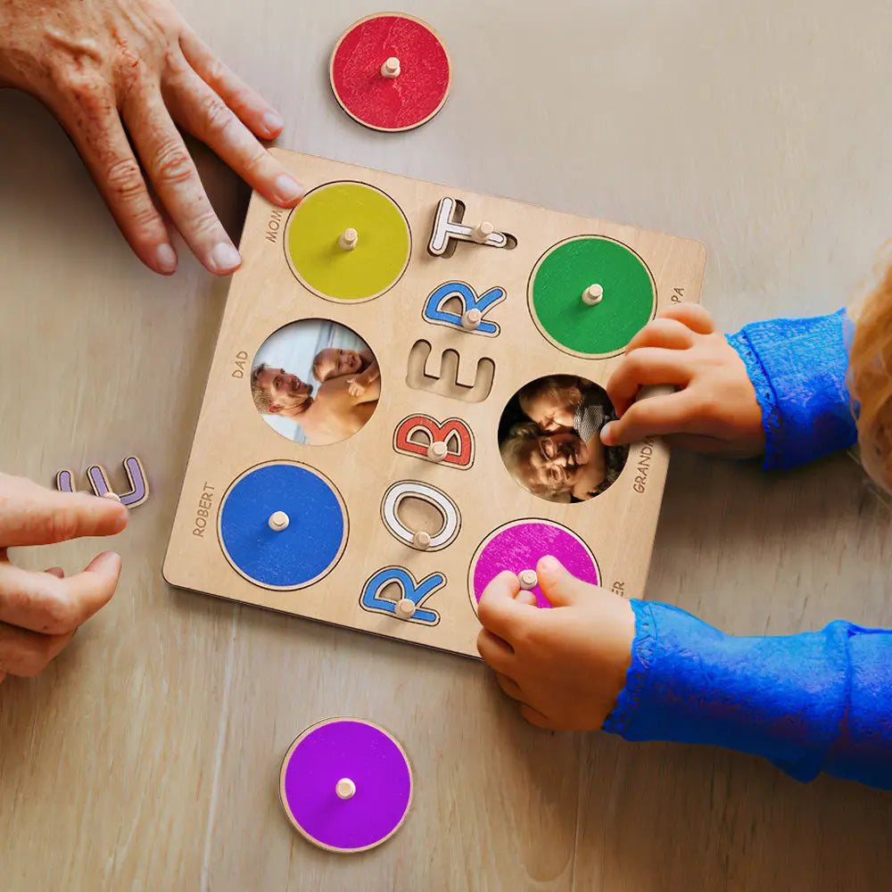 Personalized Family Photo Name Puzzle — Montessori-Inspired Baby Gift