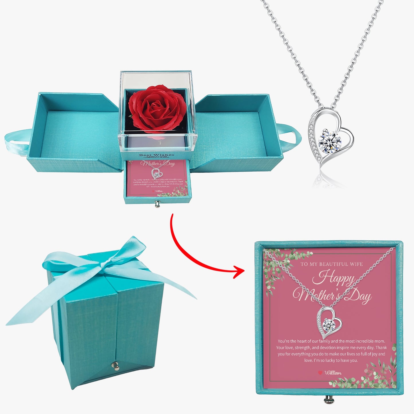 Zirconia Necklace with Gift Box - To My Beautiful Wife - furevermama
