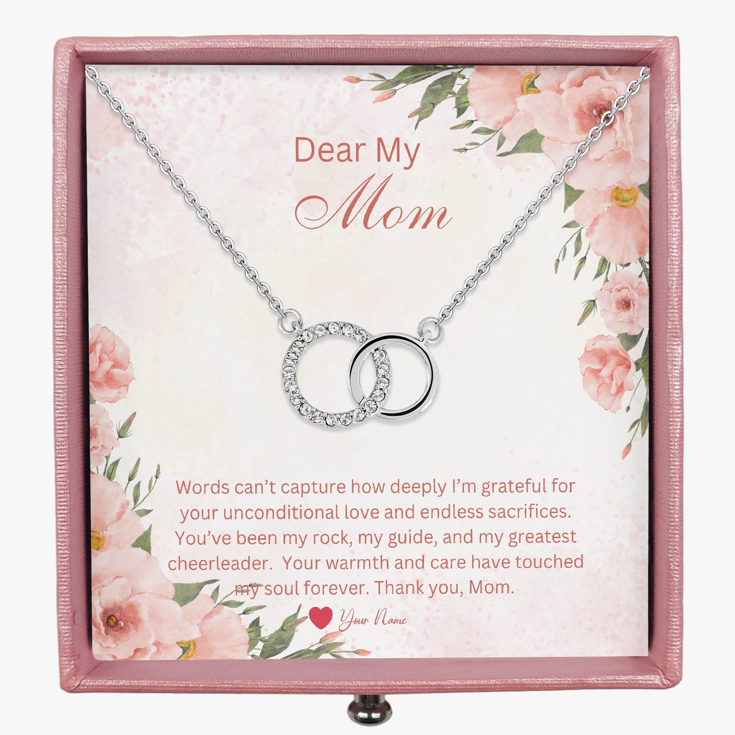 Interlocking Necklace For Mom - Custom Name On Message Card - furevermama