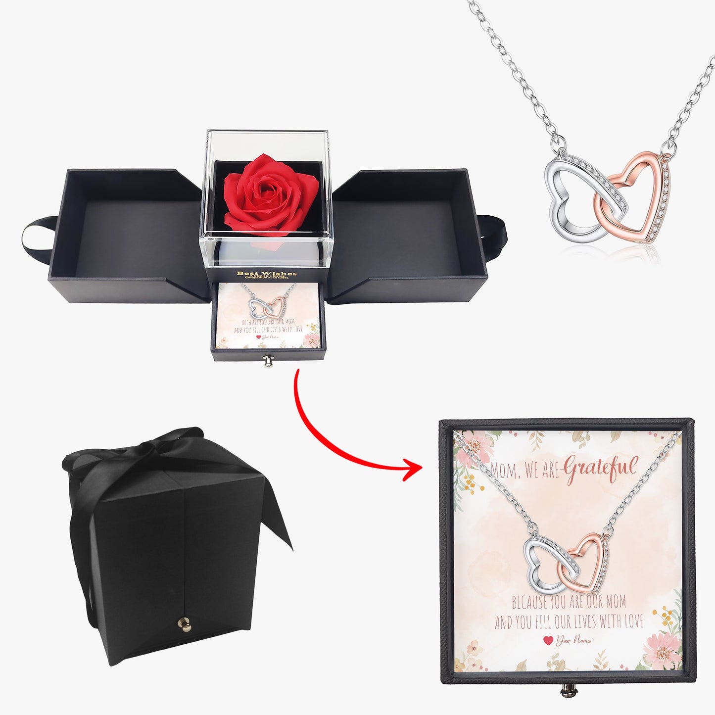Connected Hearts Necklace With Mother's Gift Card - furevermama
