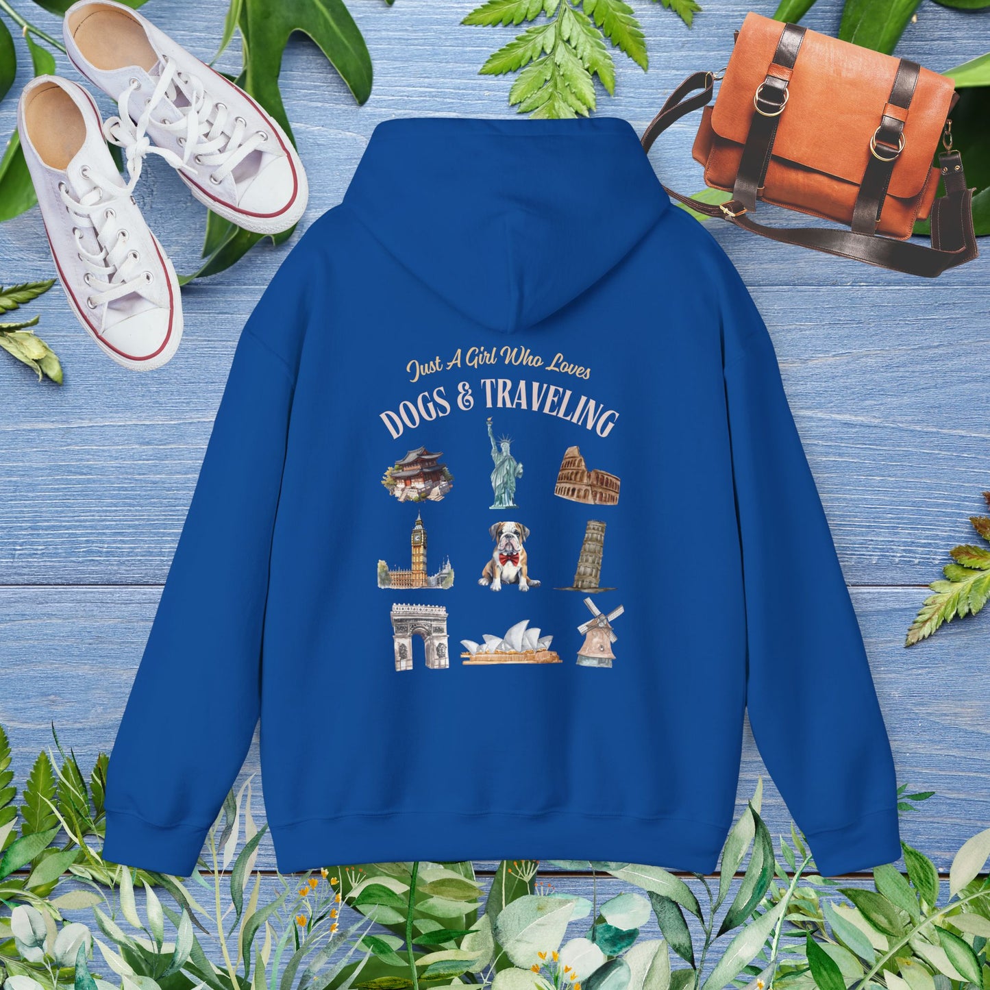 (Custom) Just A Girl Who Loves Dogs and Traveling Unisex Hoodie - Custom Text, Front or Back Print, Dogs or Cats - furevermama