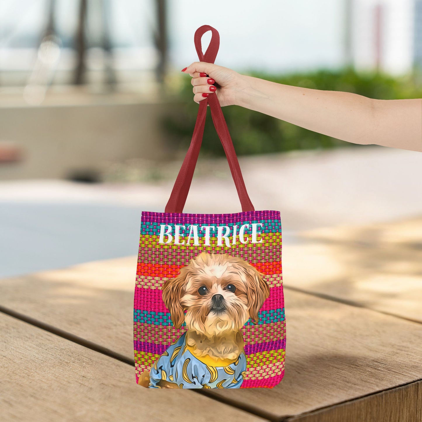 Custom Pet Portrait Tote Bag (Mixed Stripes Style) - furevermama