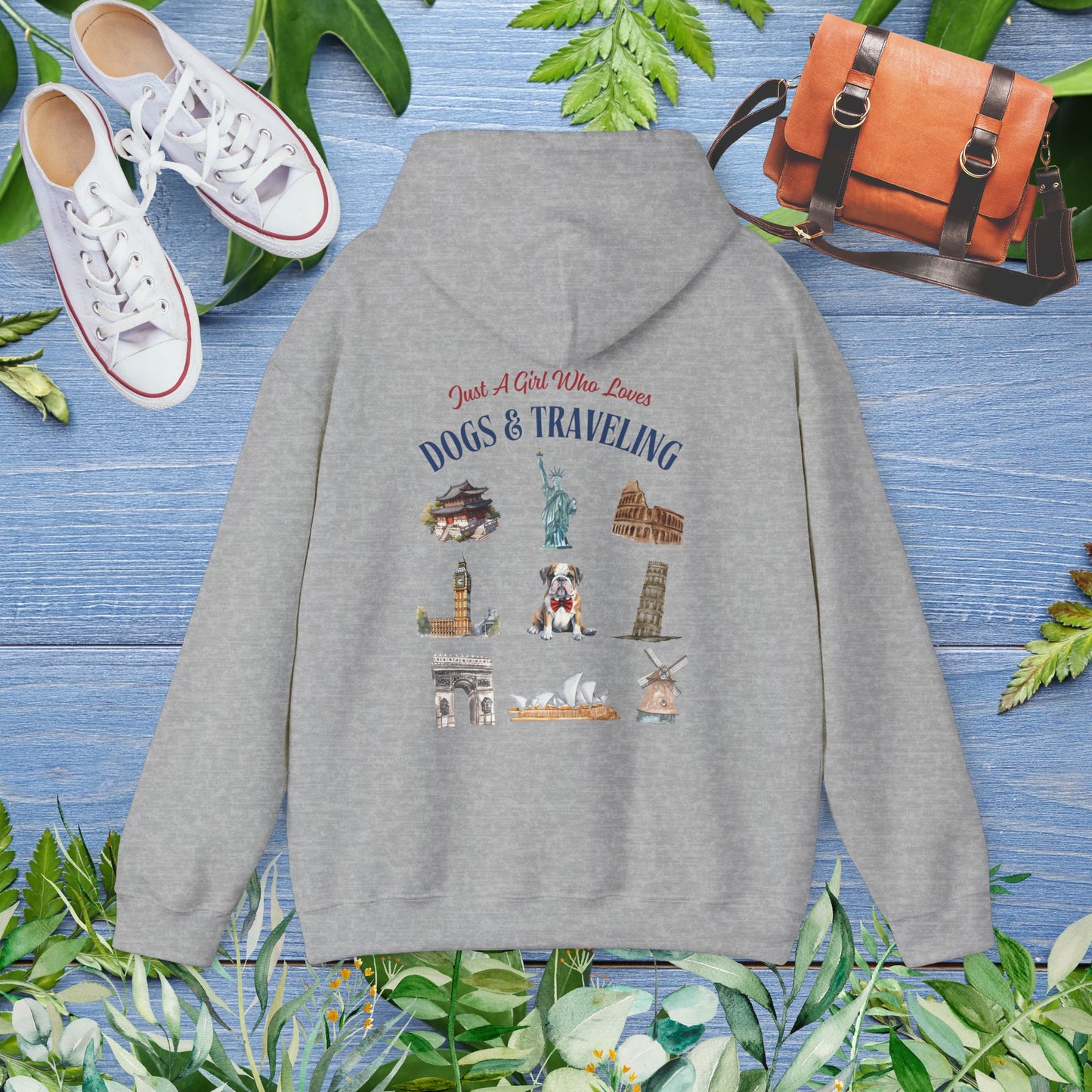 (Custom) Just A Girl Who Loves Dogs and Traveling Unisex Hoodie - Custom Text, Front or Back Print, Dogs or Cats - furevermama