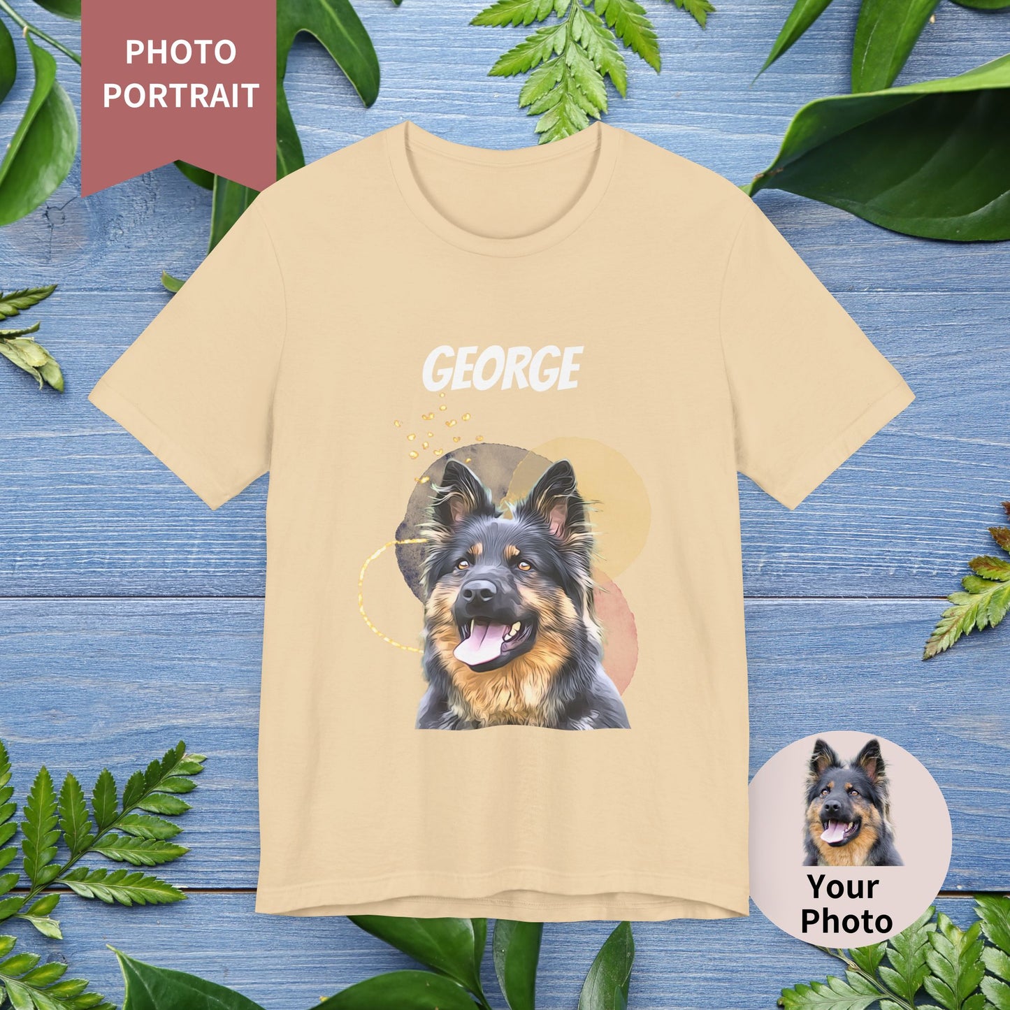 Custom Pet Portrait T-Shirt, Watercolor Background - furevermama