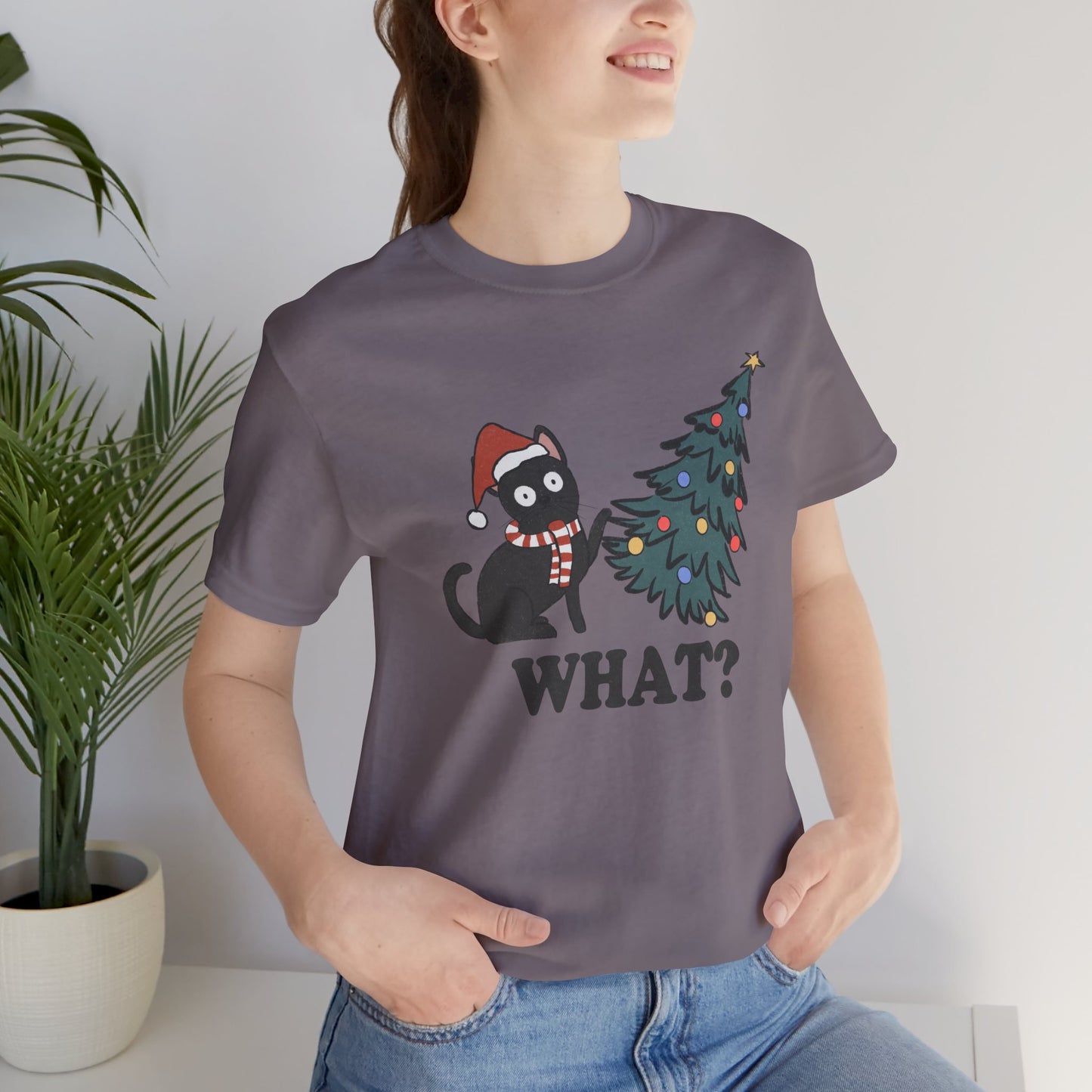 Christmas Tree & Cat Unisex Short Sleeve T-Shirt - furevermama