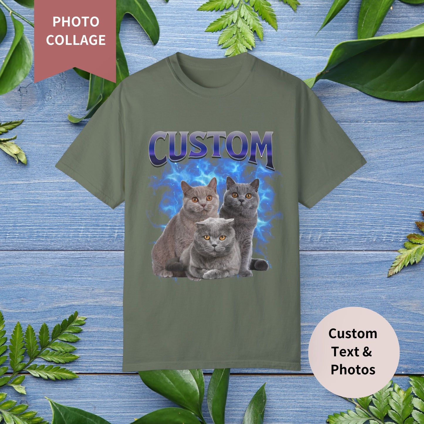 Photo Collage T-Shirt - Custom Pet Photo, Comfort Color Unisex T-shirt - furevermama
