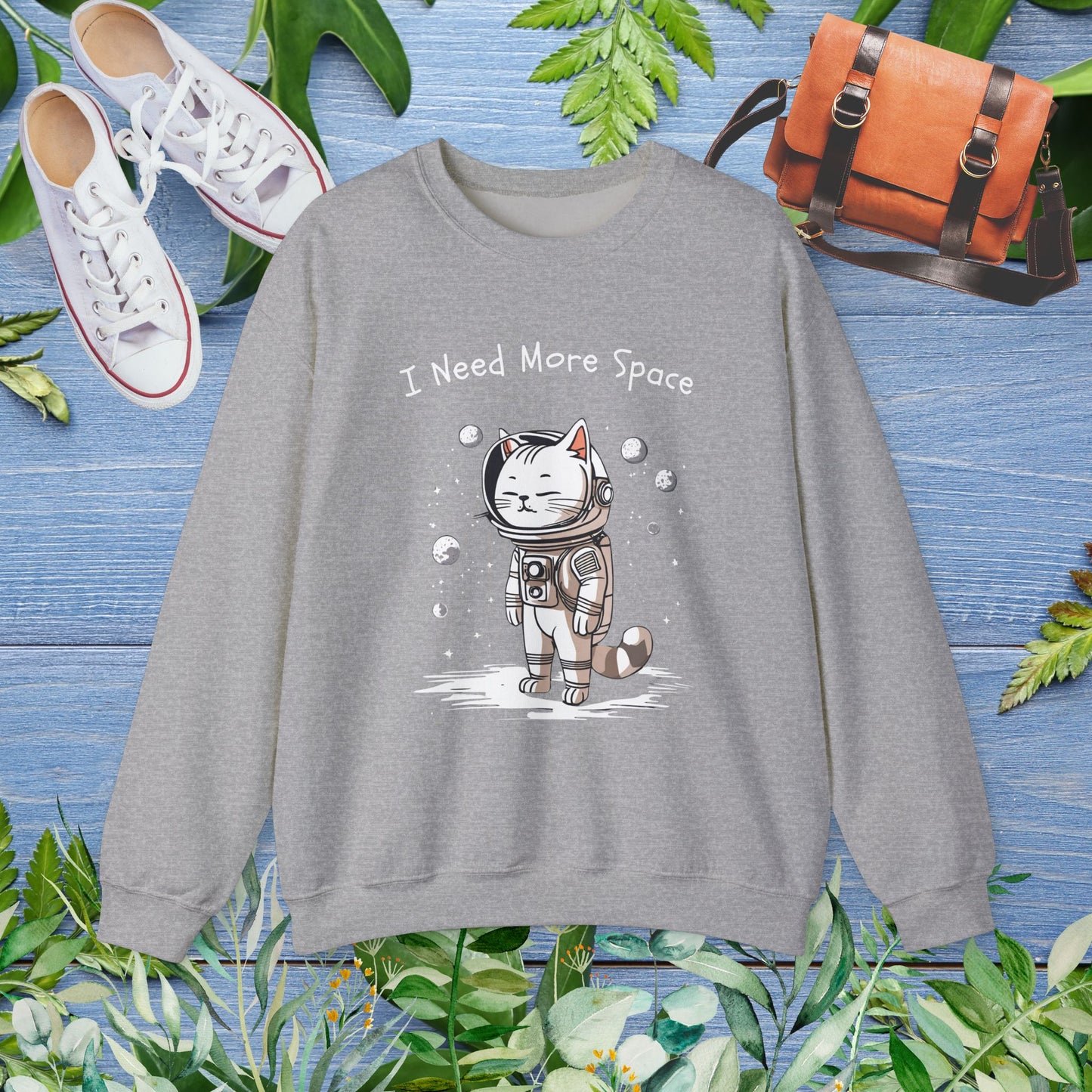 Space Cat Unisex Heavy Blend Crewneck Sweatshirt - furevermama