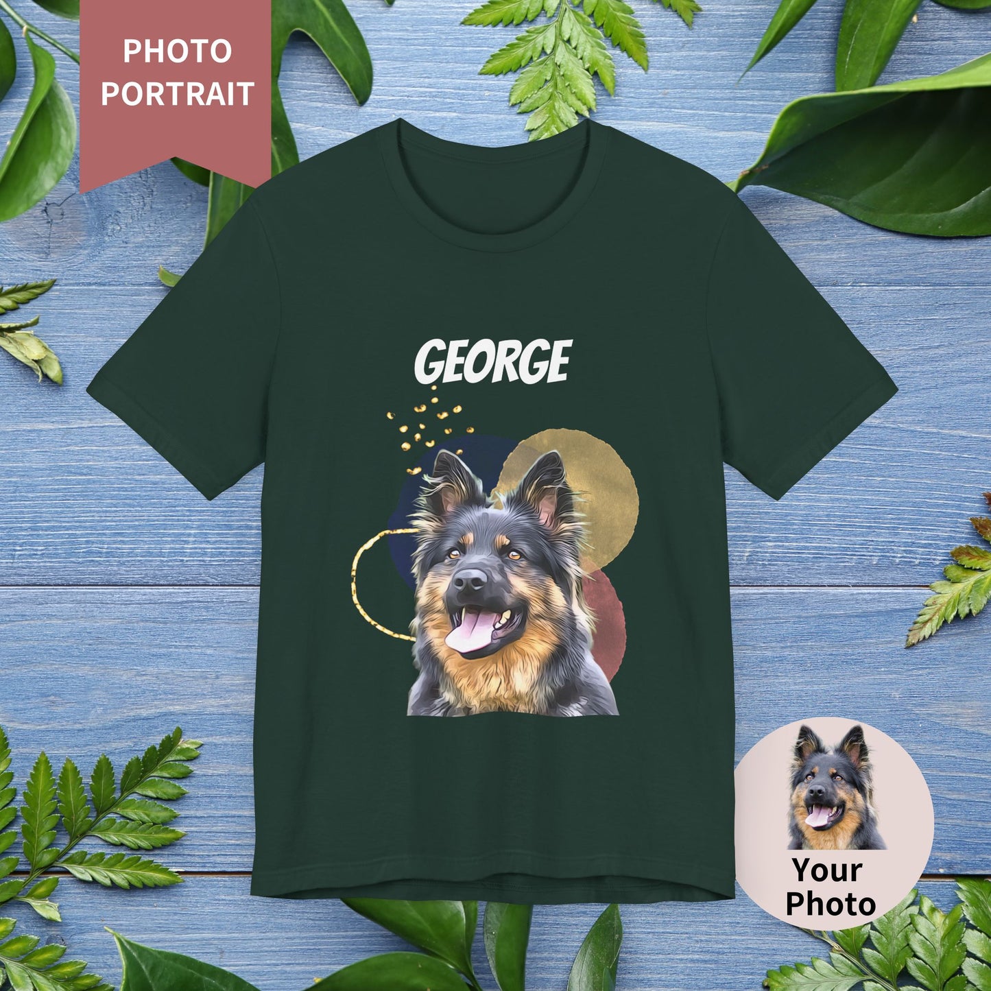 Custom Pet Portrait T-Shirt, Watercolor Background - furevermama