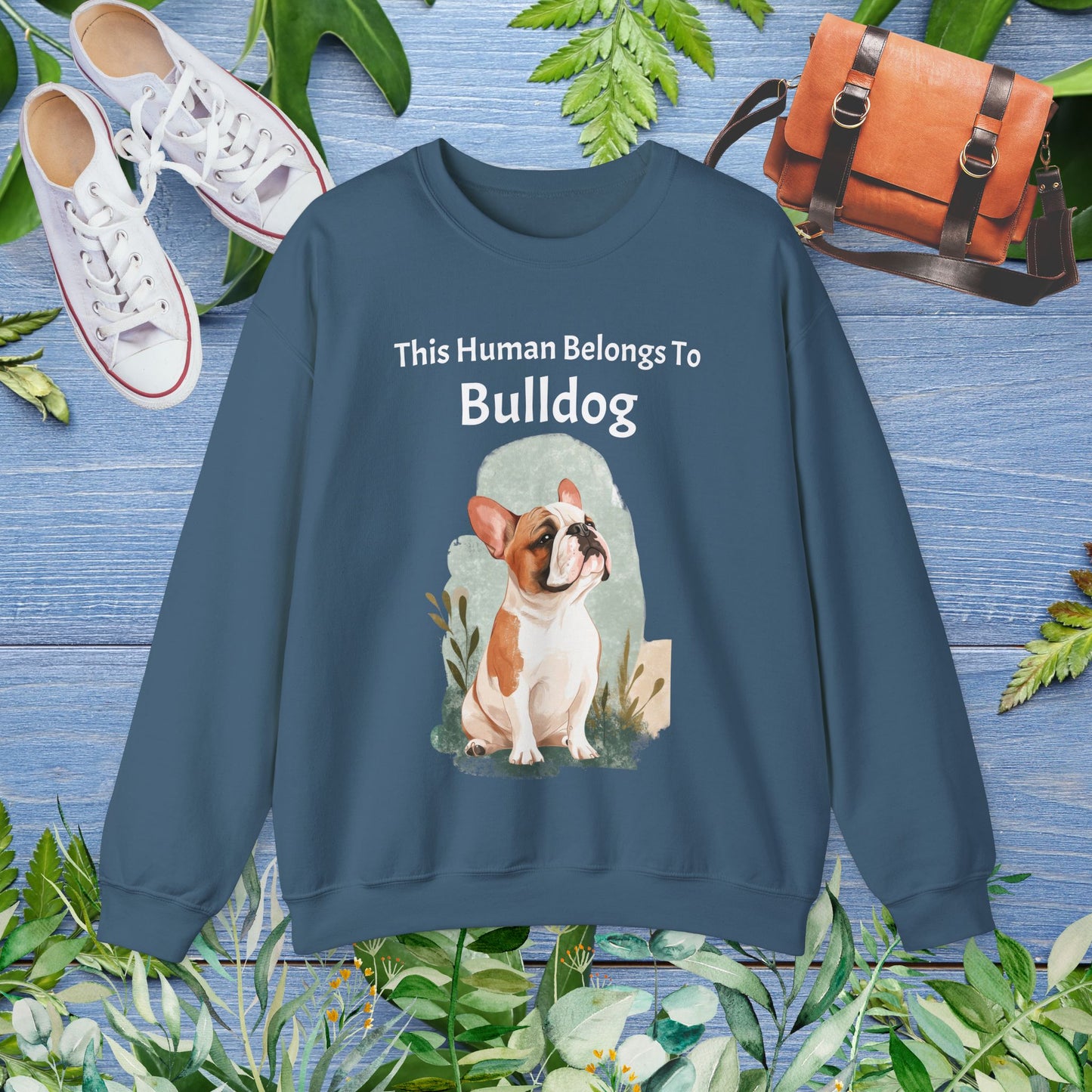 This Human Belongs To Bulldog Unisex Sweatshirt - furevermama