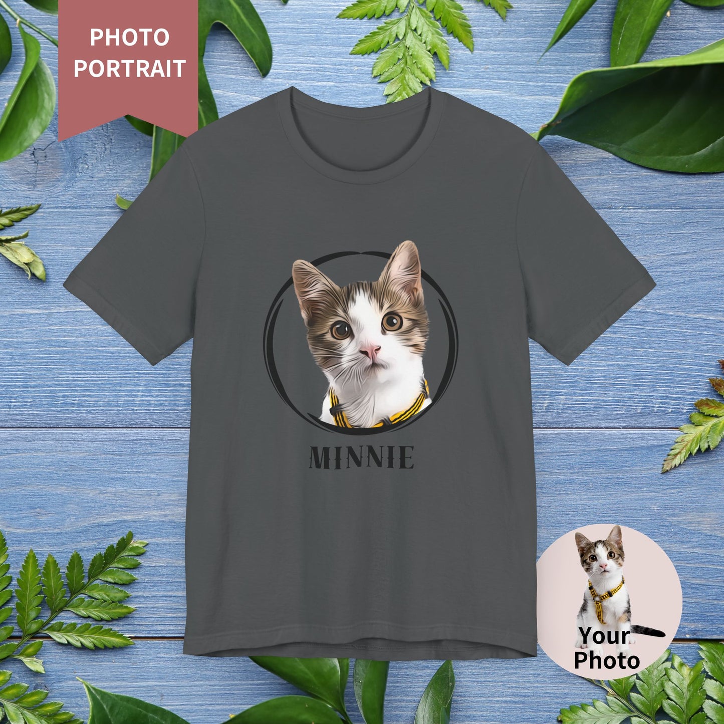 Custom Pet Portrait, Circle Frame Unisex T-Shirt - furevermama