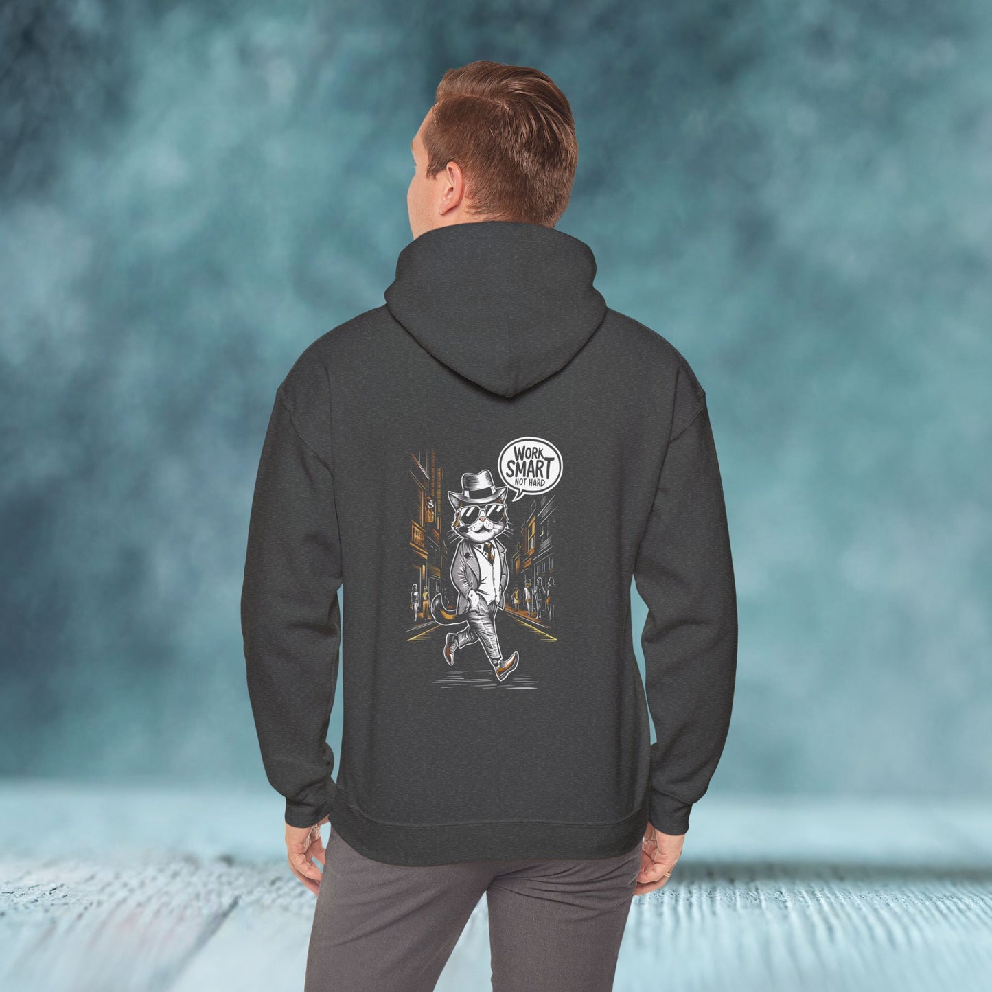Cat Work Smart Hoodie (Back Print) - furevermama