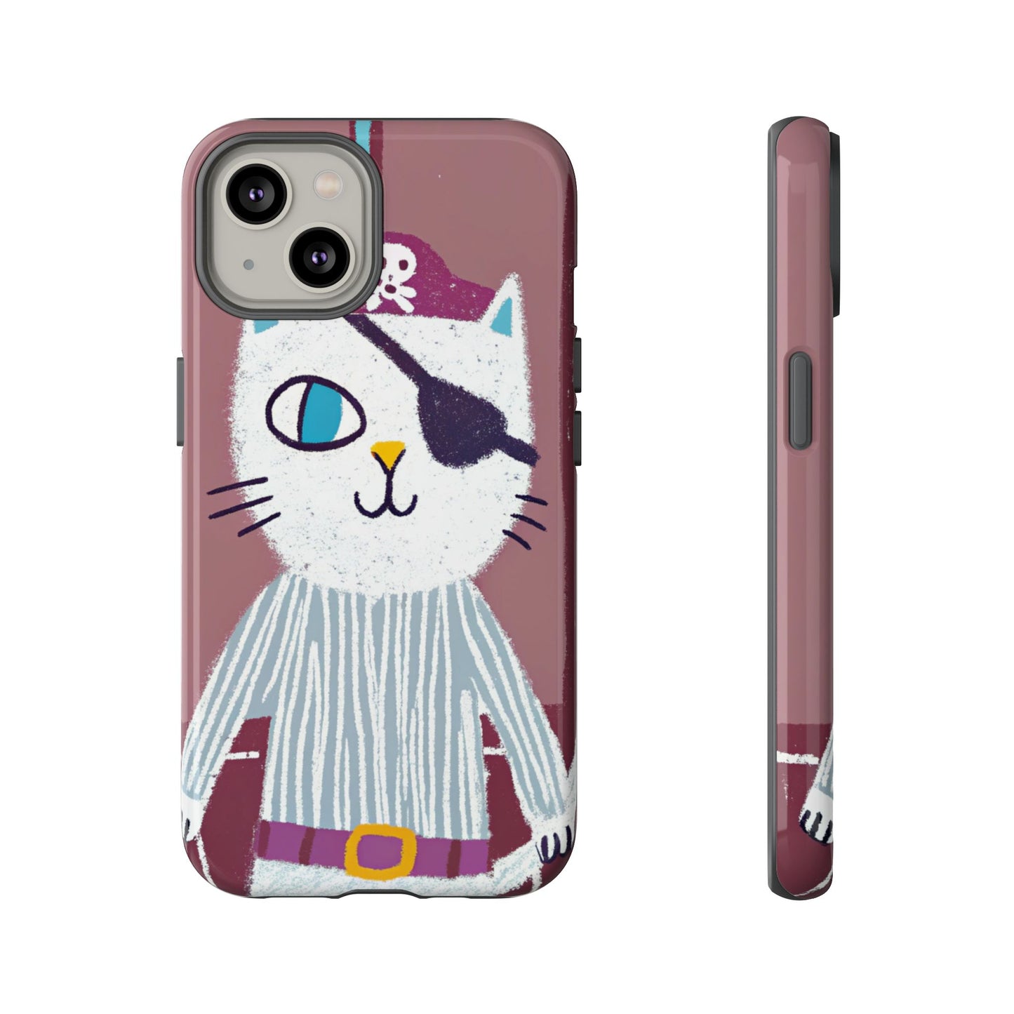 Phone Cases - Hand-Drawn Pirate Cat Design for Cat Lovers