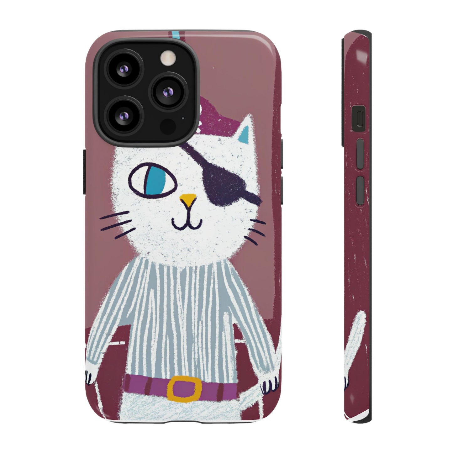 Phone Cases - Hand-Drawn Pirate Cat Design for Cat Lovers
