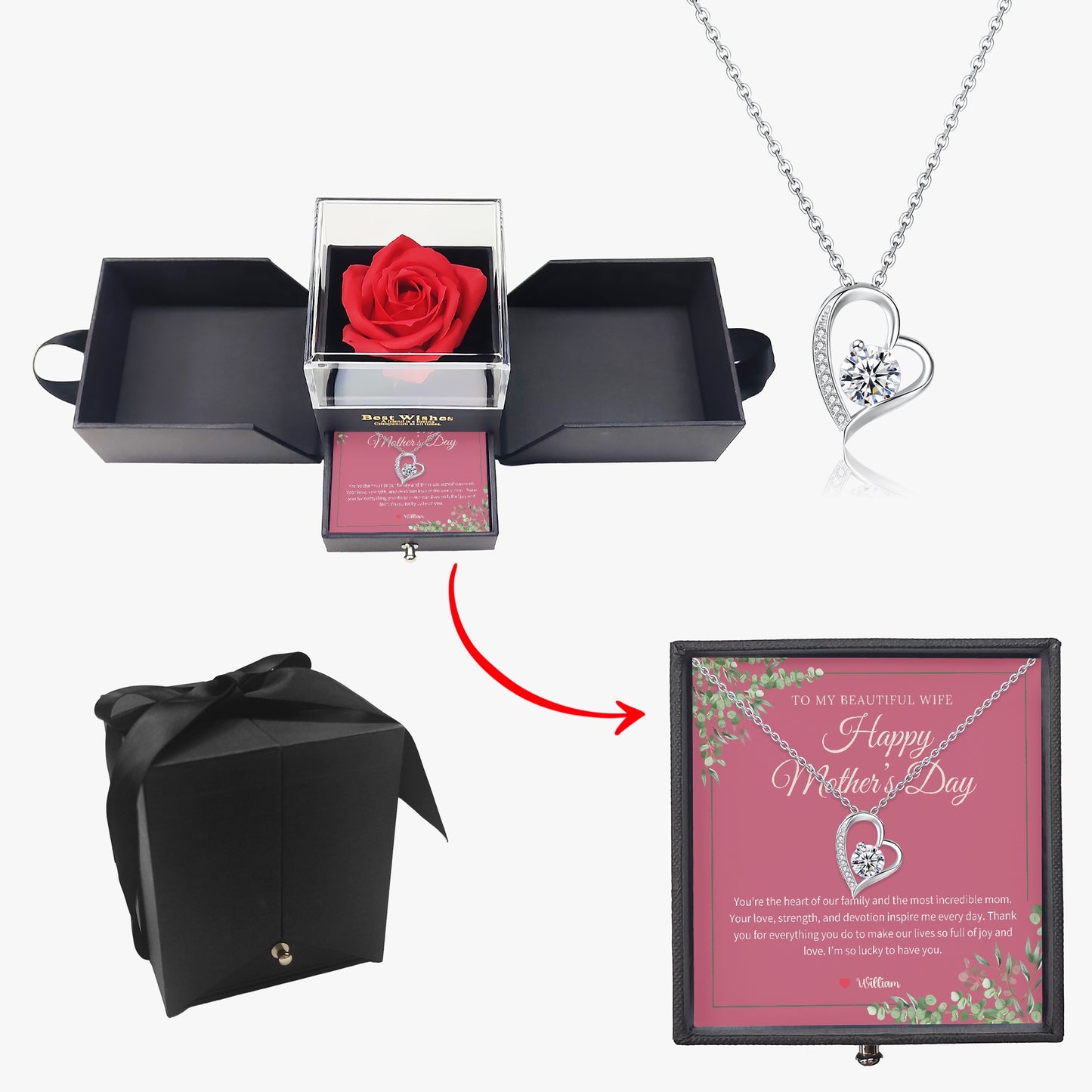 Zirconia Necklace with Gift Box - To My Beautiful Wife - furevermama