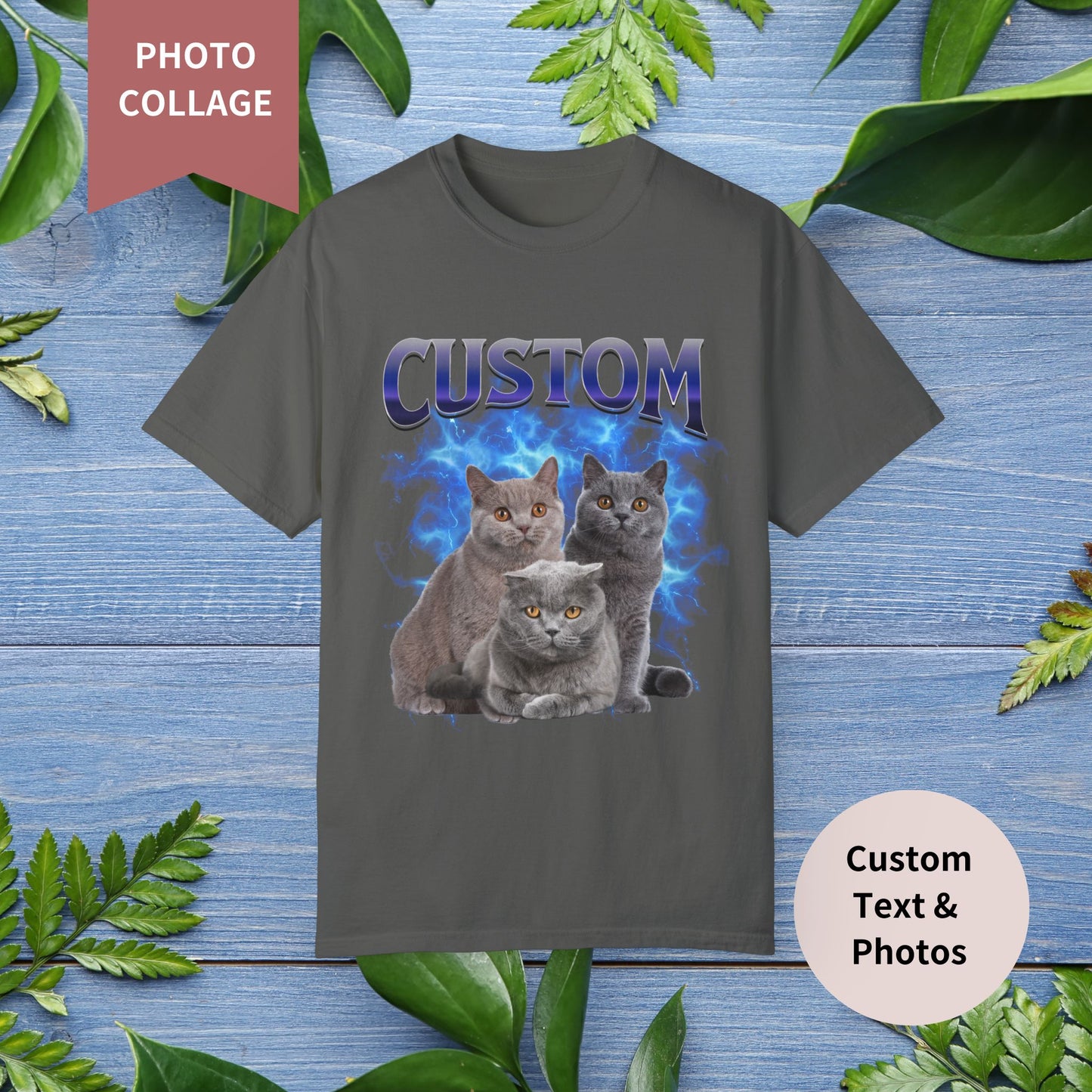 Photo Collage T-Shirt - Custom Pet Photo, Comfort Color Unisex T-shirt - furevermama
