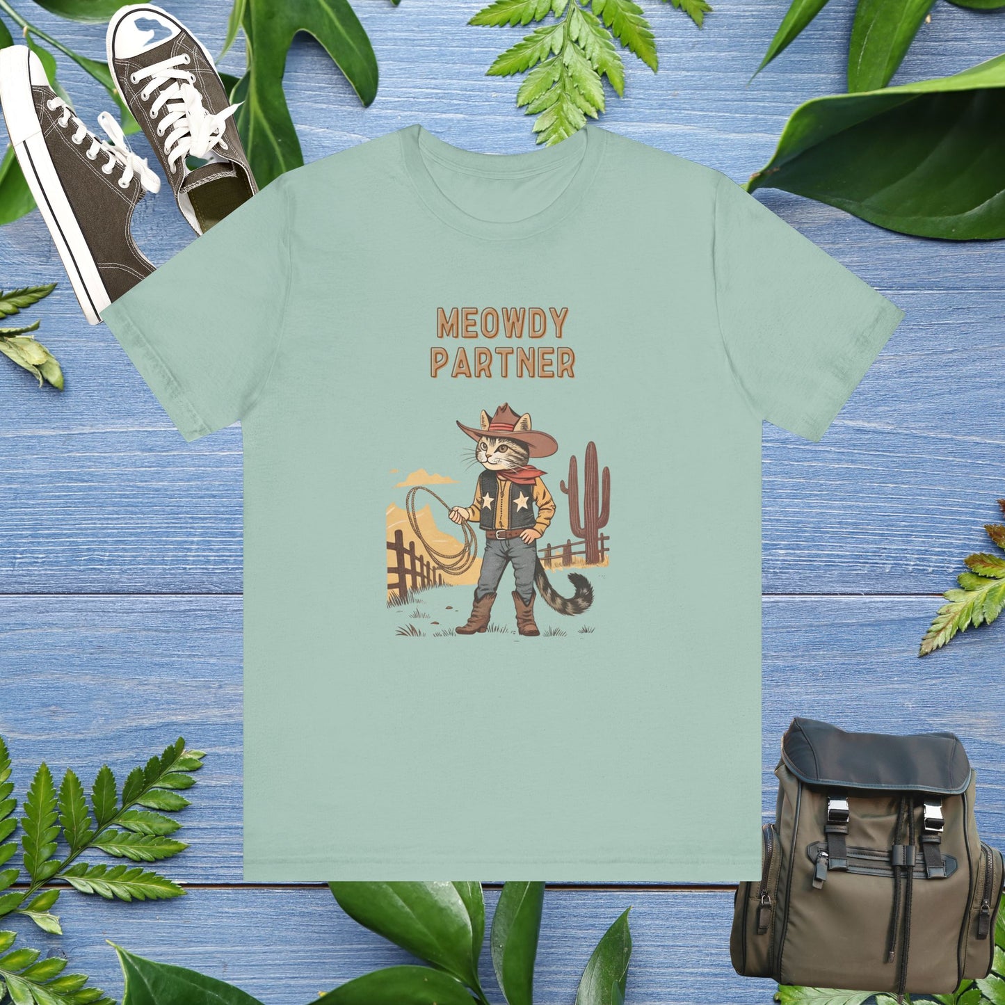 The Meowdy Partner - Cowboy Cat Image T-Shirt - furevermama
