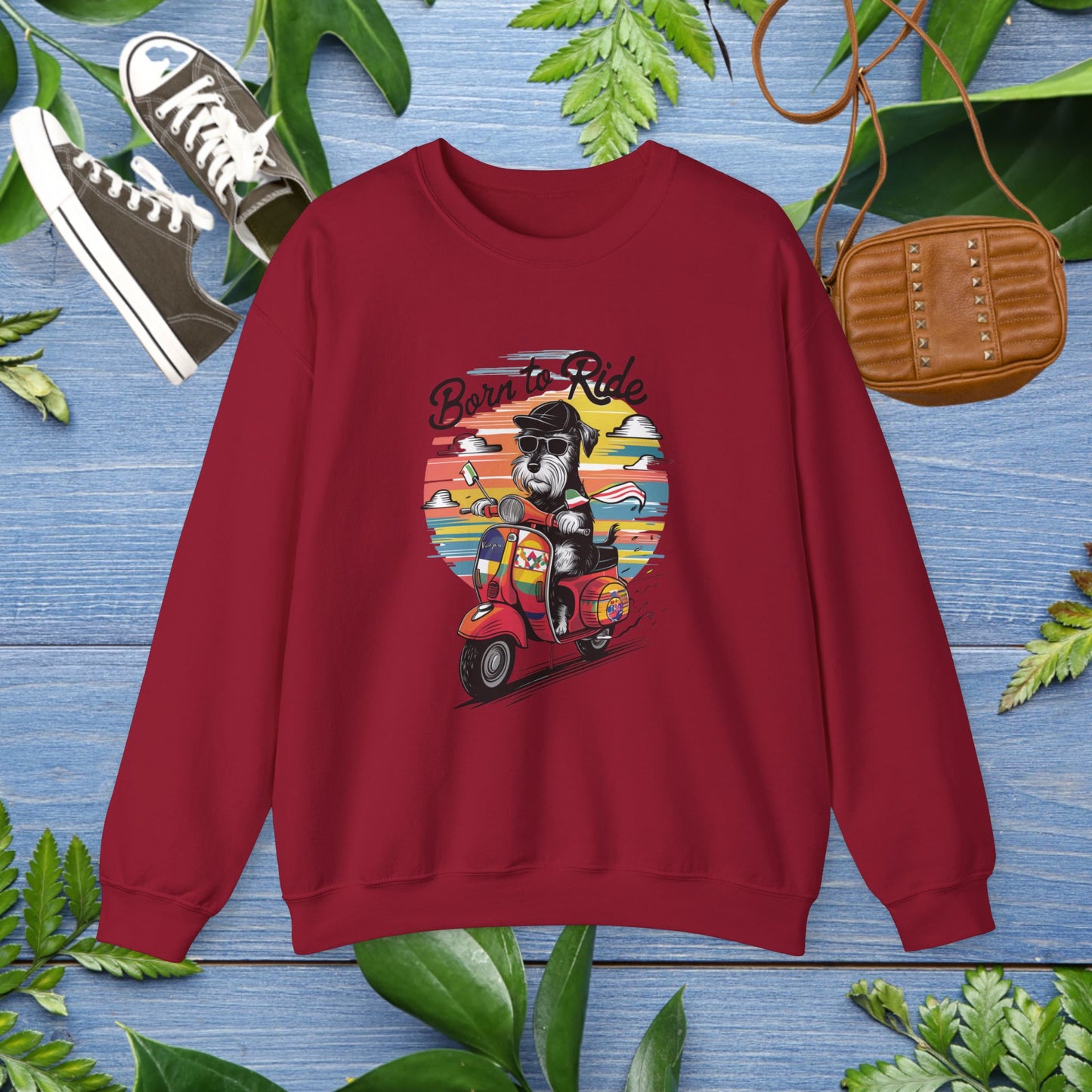 Sweatshirt Dog Born to Ride Unisex Heavy Blend Crewneck - furevermama