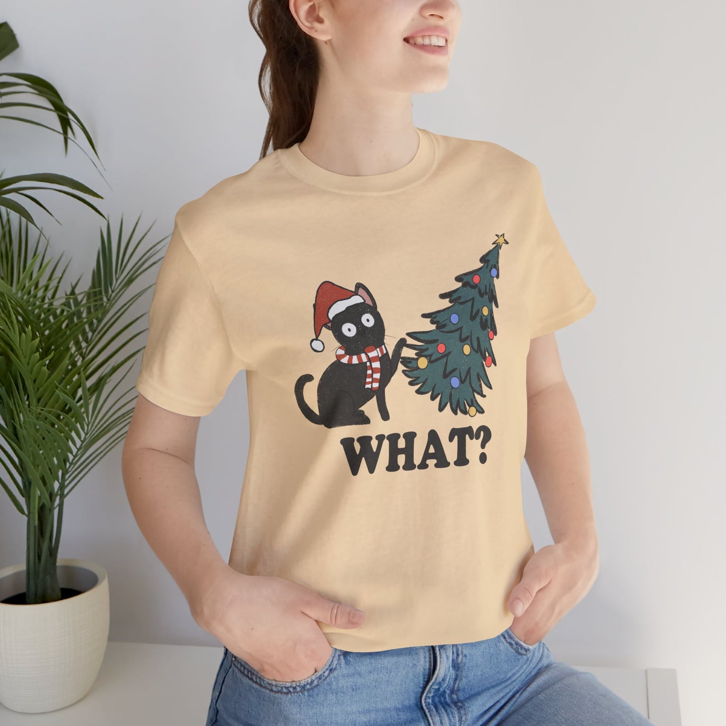 Christmas Tree & Cat Unisex Short Sleeve T-Shirt - furevermama