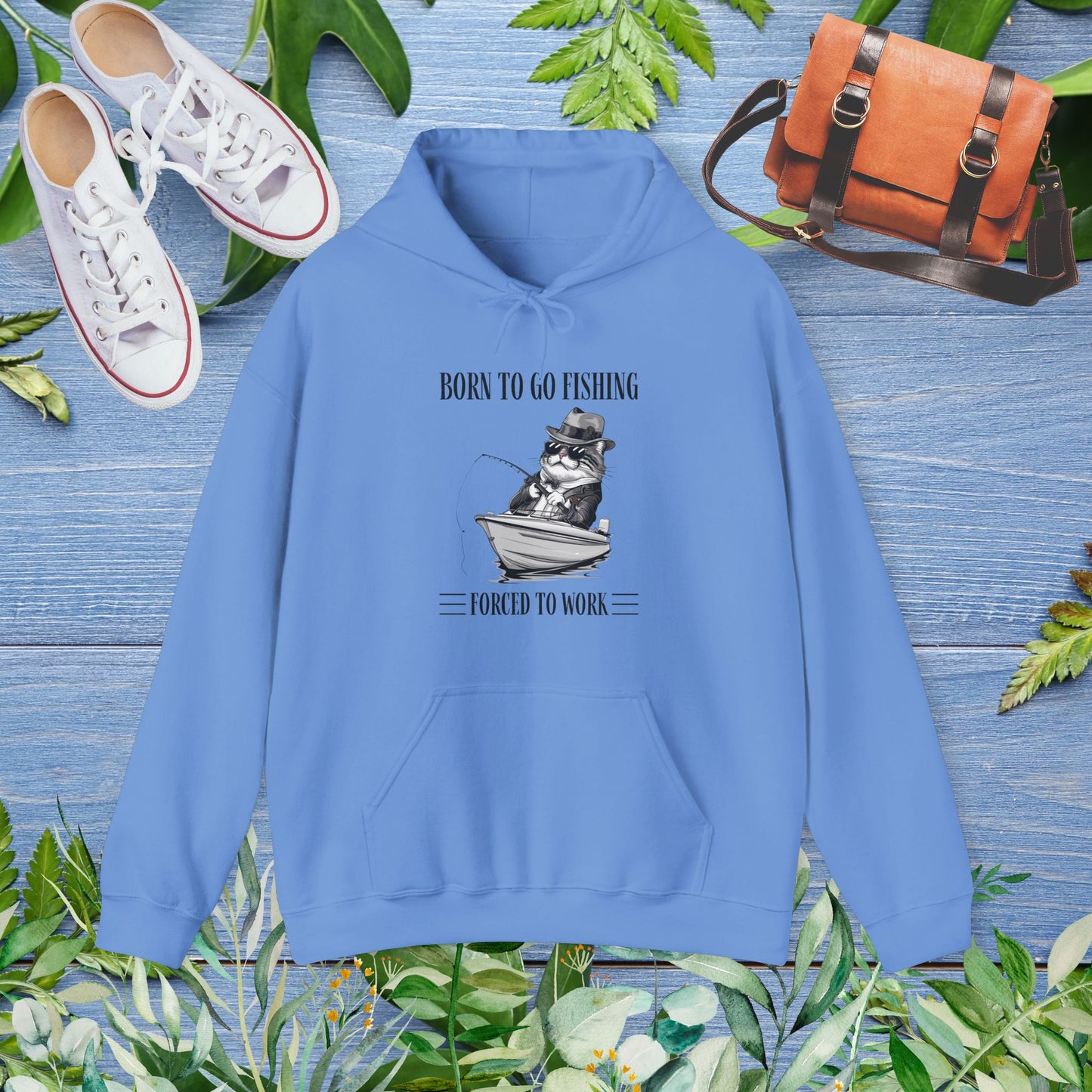 Born To Go Fishing Unisex Hoodie, Cat Lover Fishing Enthusiast Hoodie - furevermama