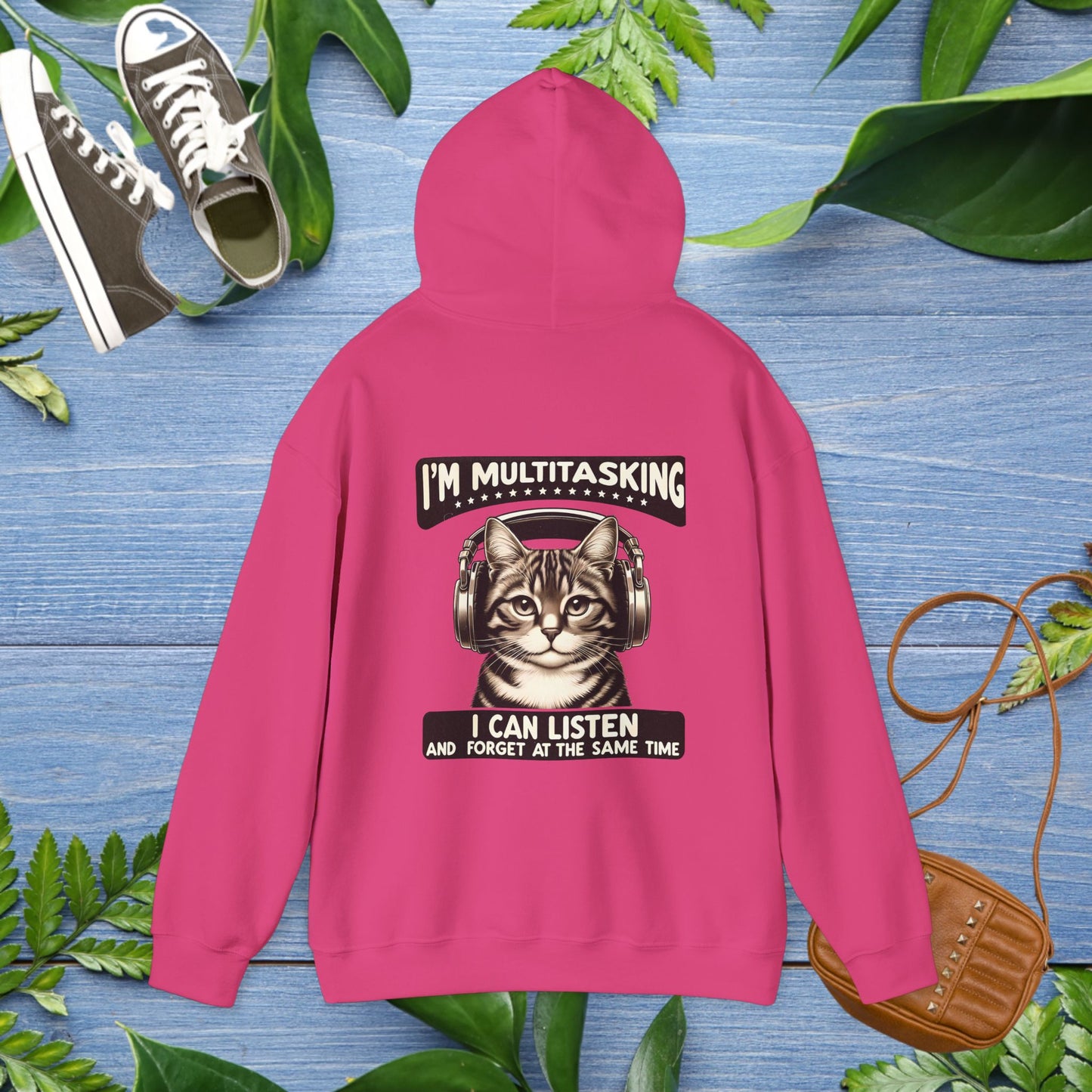 Multitasking Cat Unisex Hoodie (Back Printing) - furevermama