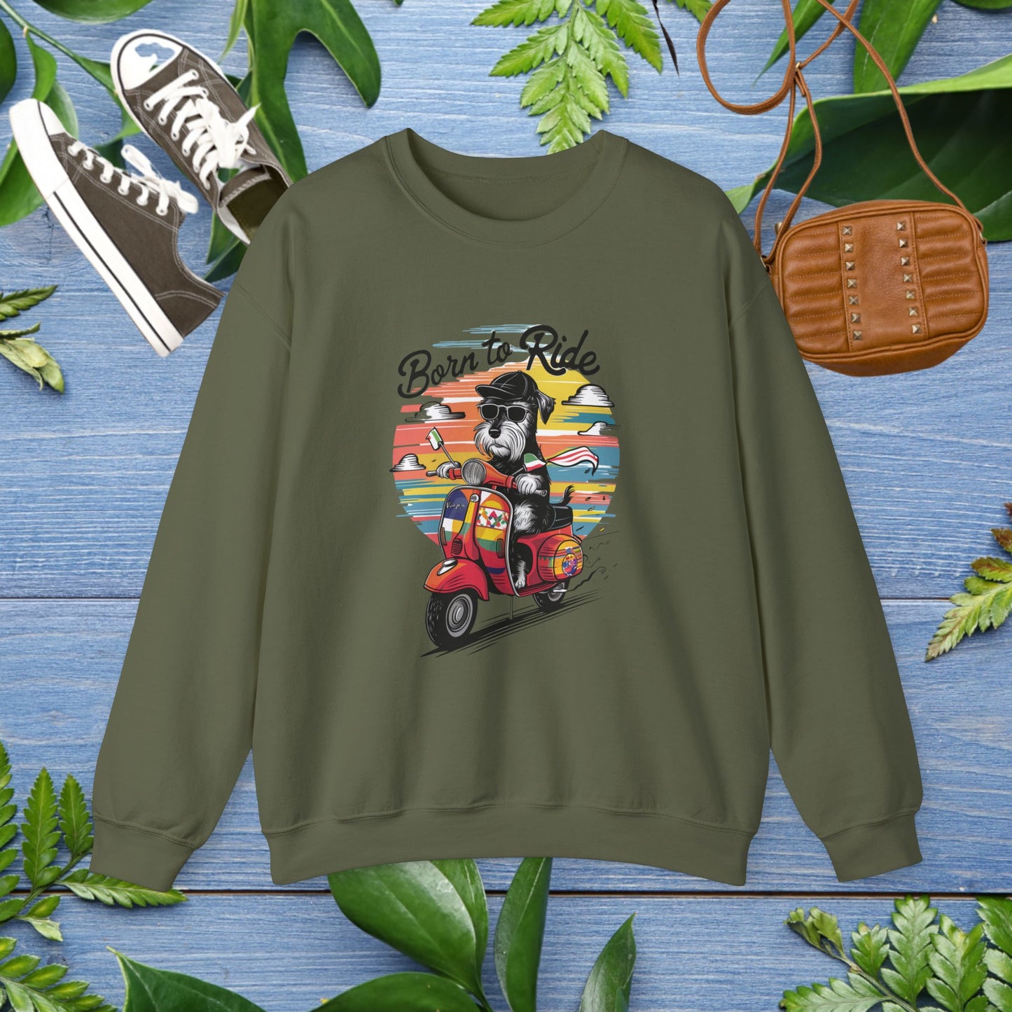 Sweatshirt Dog Born to Ride Unisex Heavy Blend Crewneck - furevermama