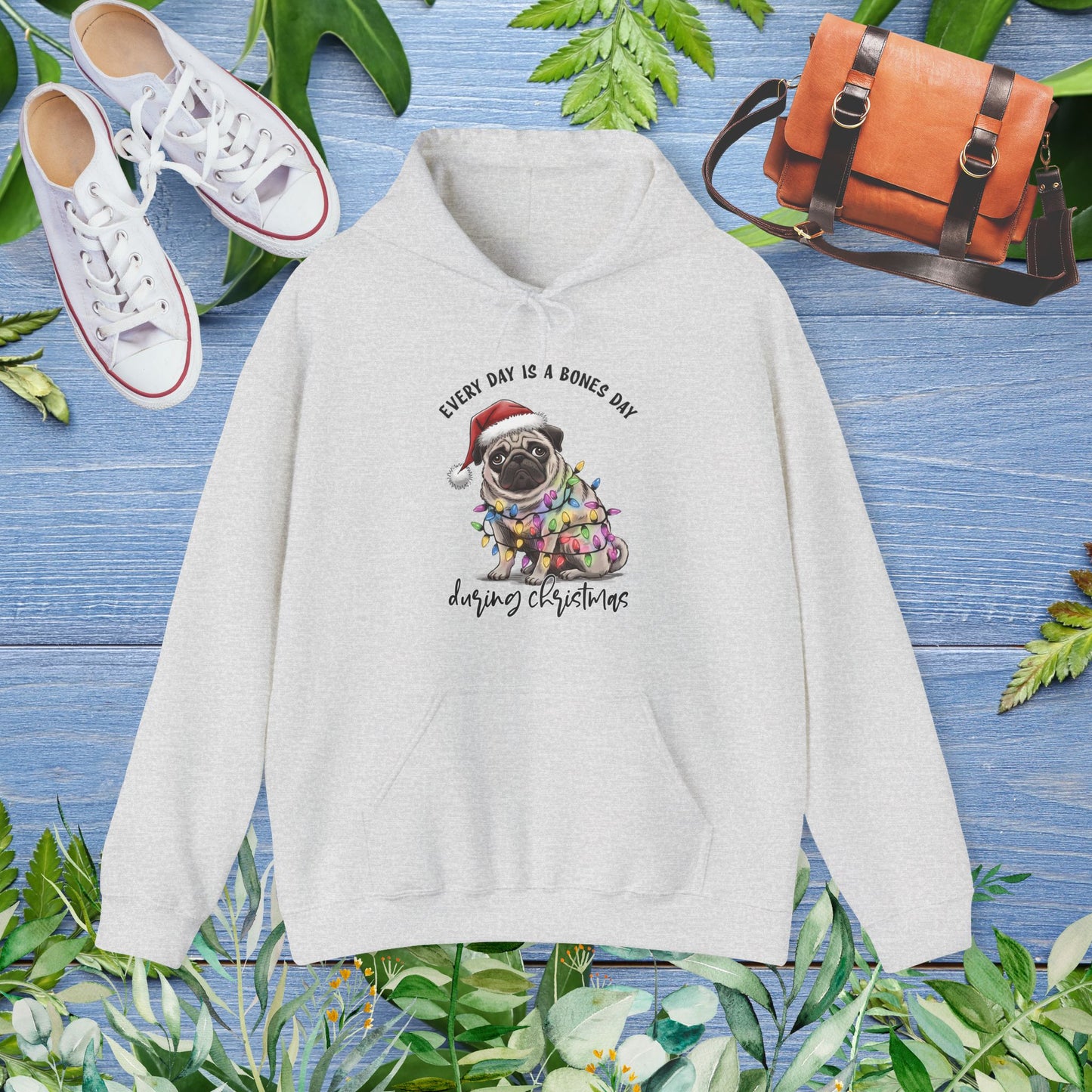 Everyday Is Bones Day During Christmas, Bulldog Unisex Hooded Sweatshirt - furevermama
