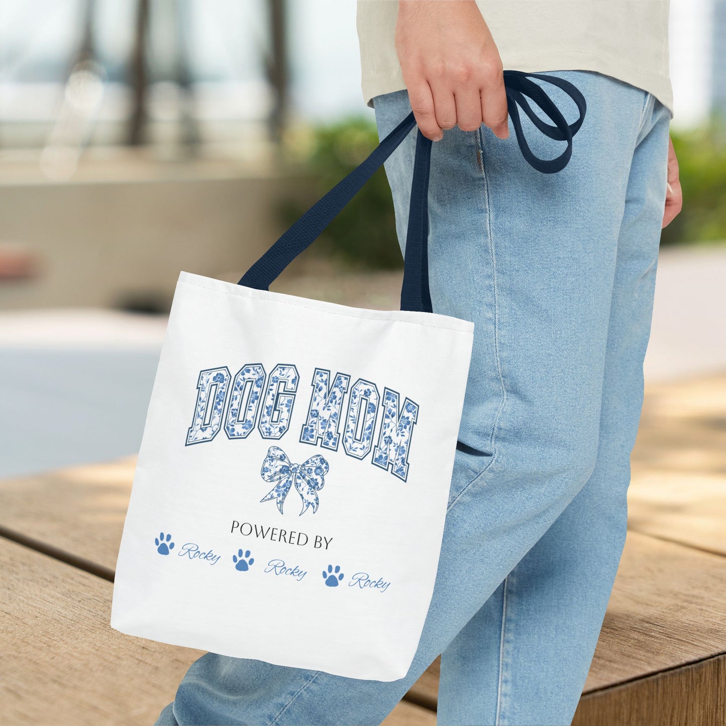 Personalised Dog Mom Powered by Dogs Tote Bag (Max 6 Dog Names) - furevermama