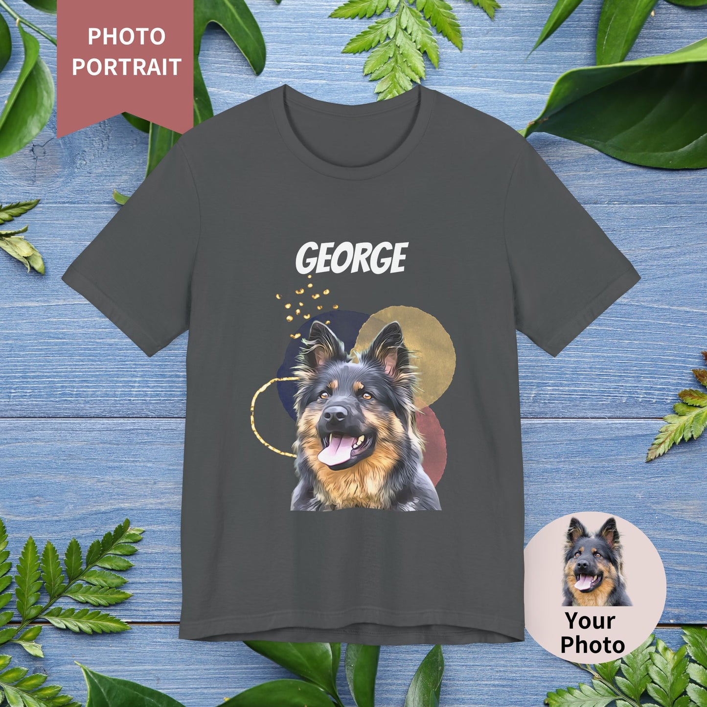 Custom Pet Portrait T-Shirt, Watercolor Background - furevermama