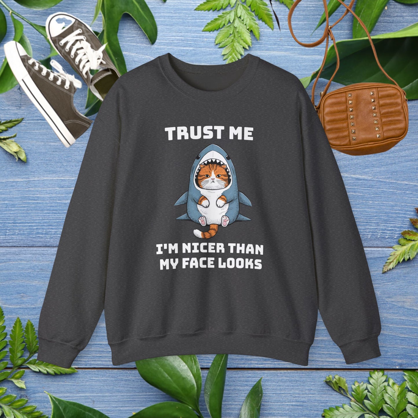 Cat in Shark Costume Unisex Sweatshirt - furevermama