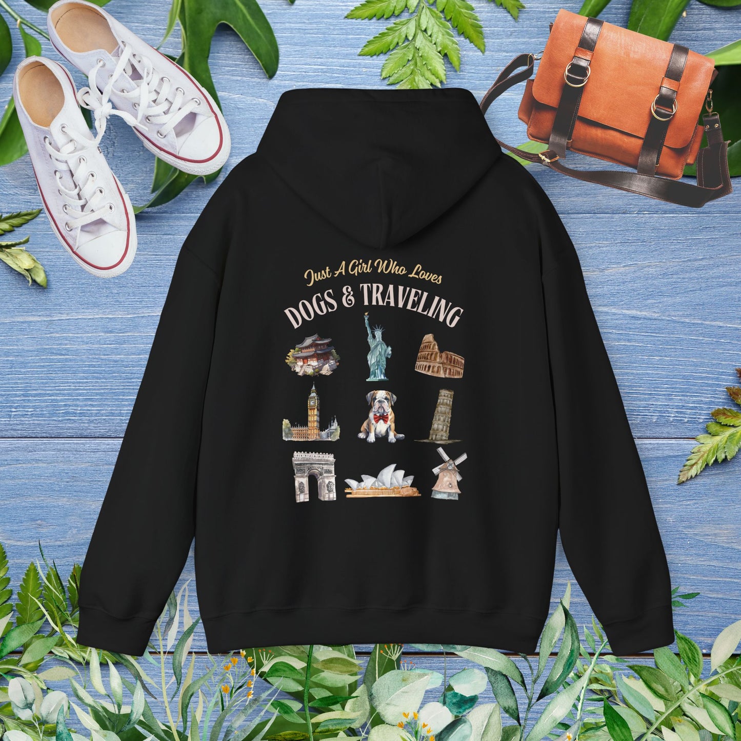 (Custom) Just A Girl Who Loves Dogs and Traveling Unisex Hoodie - Custom Text, Front or Back Print, Dogs or Cats - furevermama