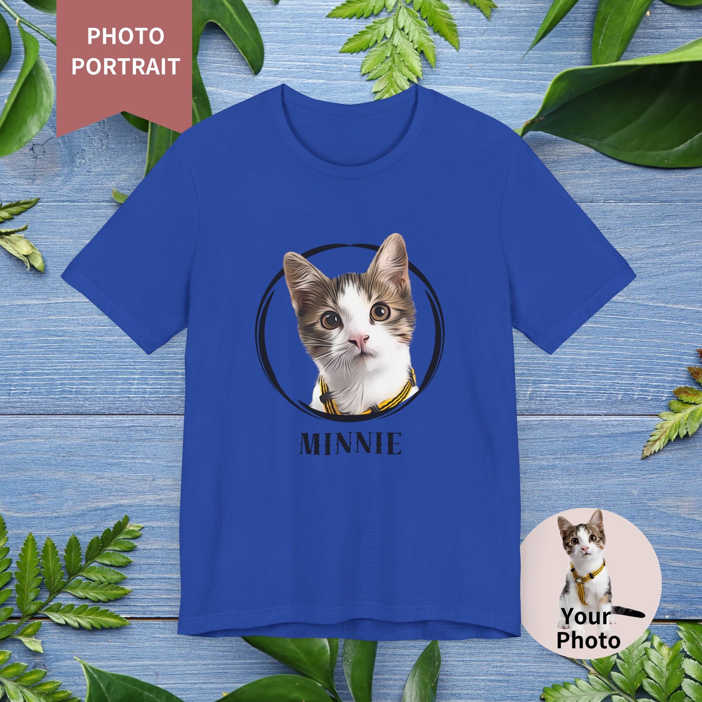 Custom Pet Portrait, Circle Frame Unisex T-Shirt - furevermama