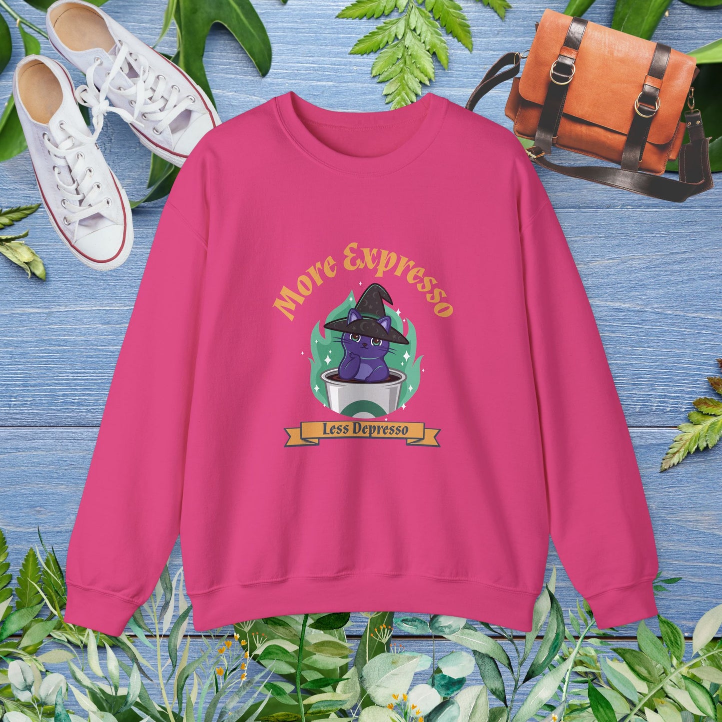More Expresso Cat Crewneck Sweatshirt - furevermama