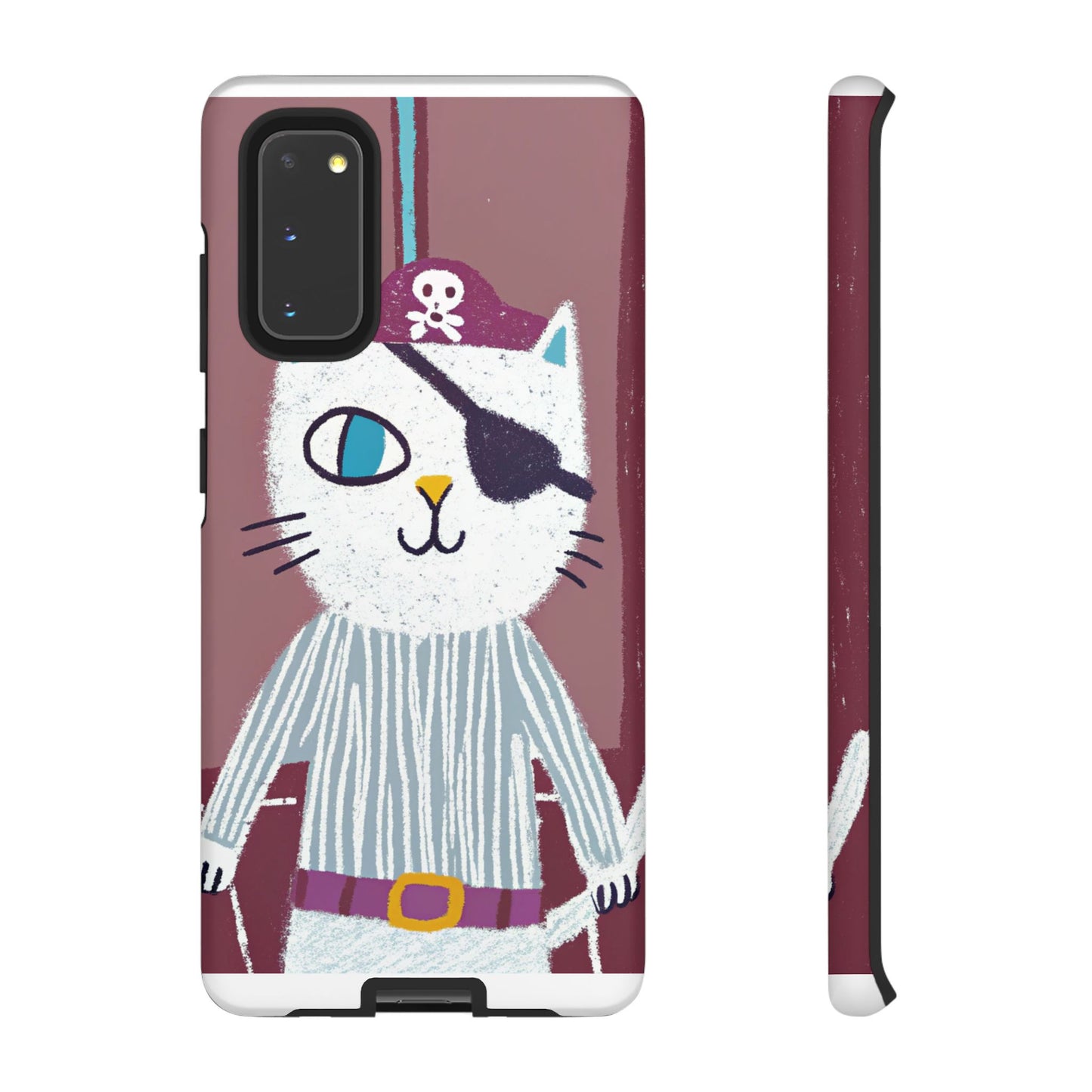 Phone Cases - Hand-Drawn Pirate Cat Design for Cat Lovers