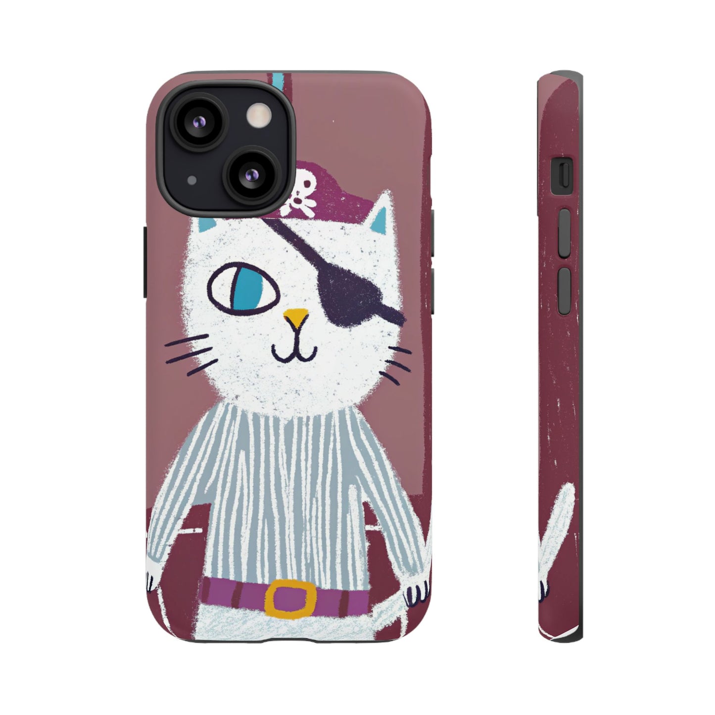 Phone Cases - Hand-Drawn Pirate Cat Design for Cat Lovers