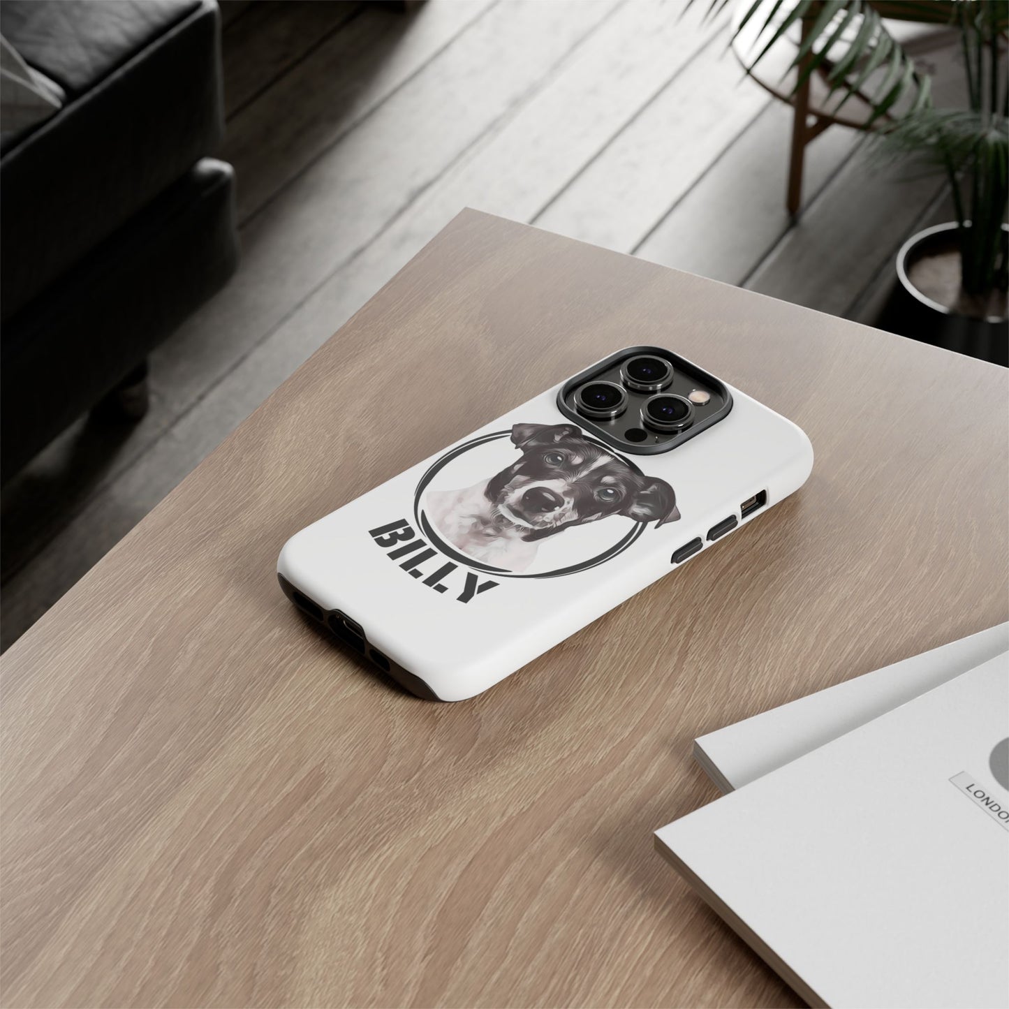 Custom Pet Portrait Phone Case, Black and White - furevermama