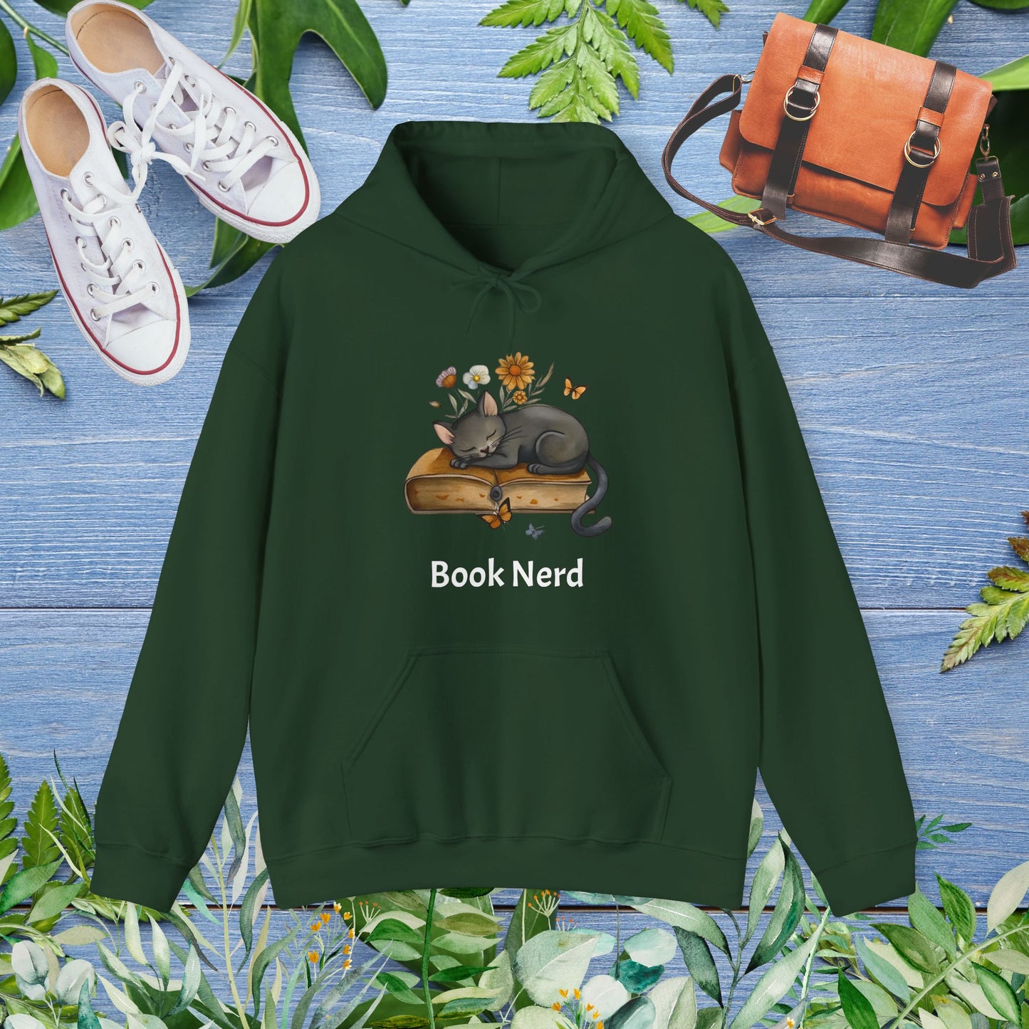 Cat The Book Nerb Unisex Hoodie - furevermama
