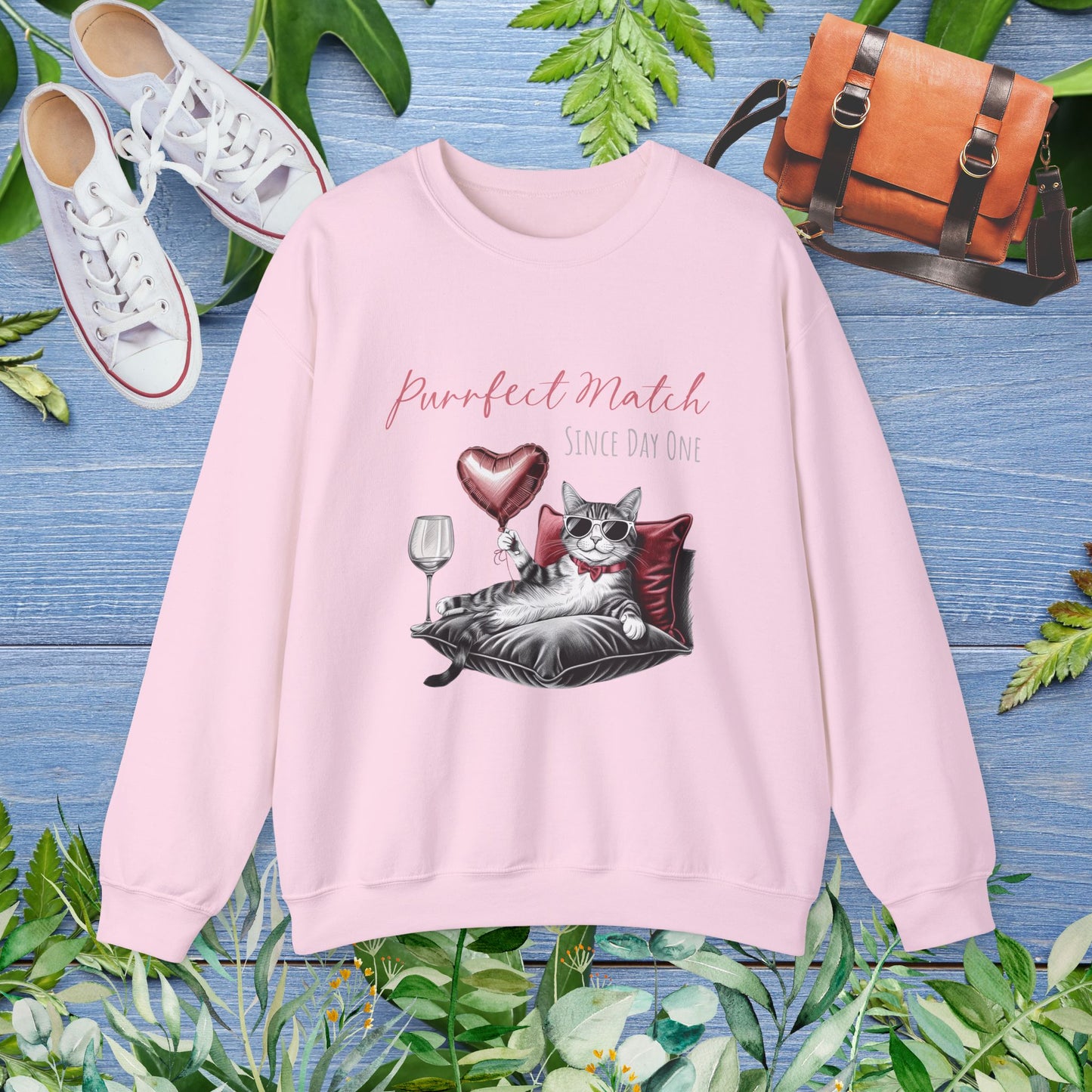 Cat Lover Crewneck Sweatshirt - Purrfect Match Since Day One - furevermama