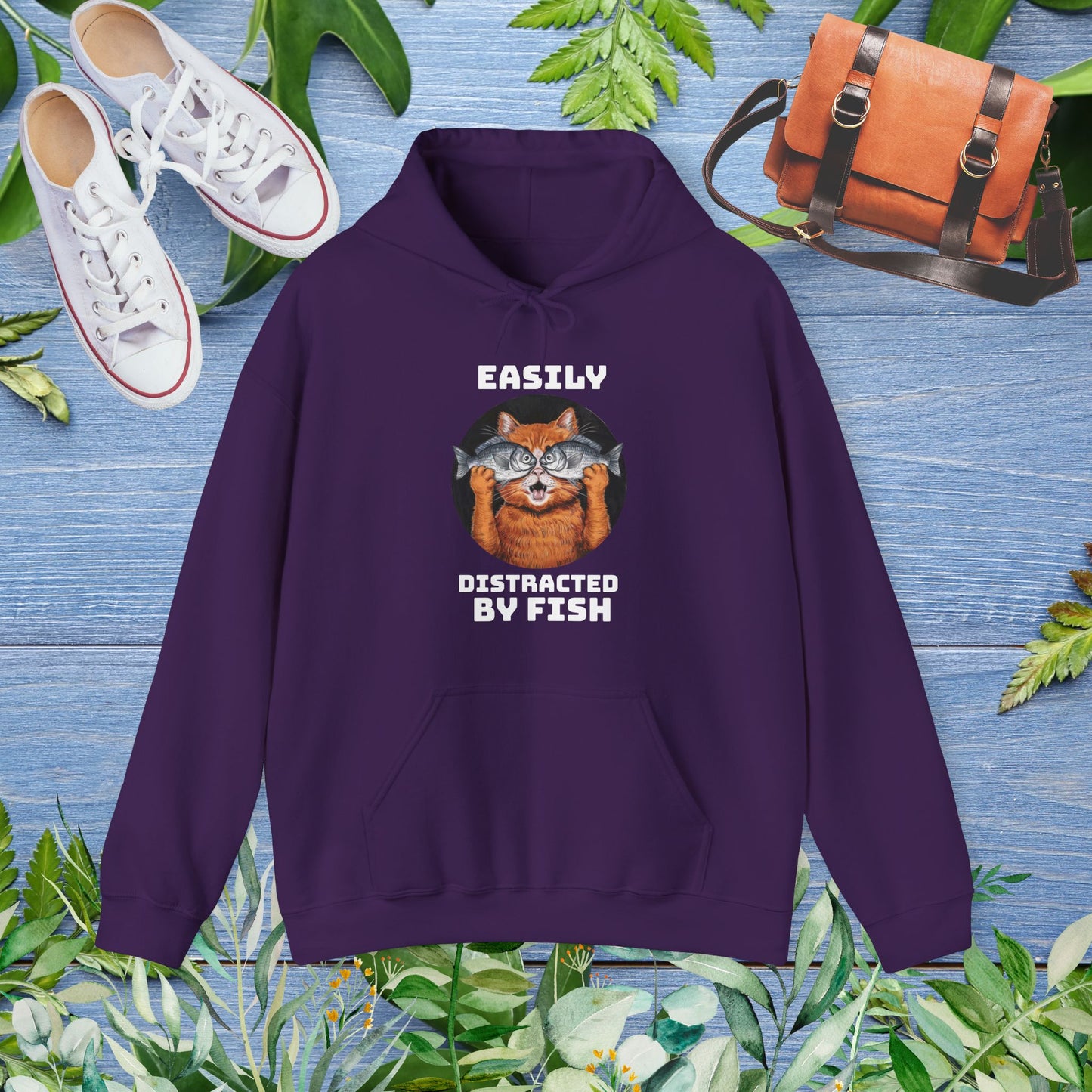 Easily Distracted by Fish, Cat Hoodie - furevermama