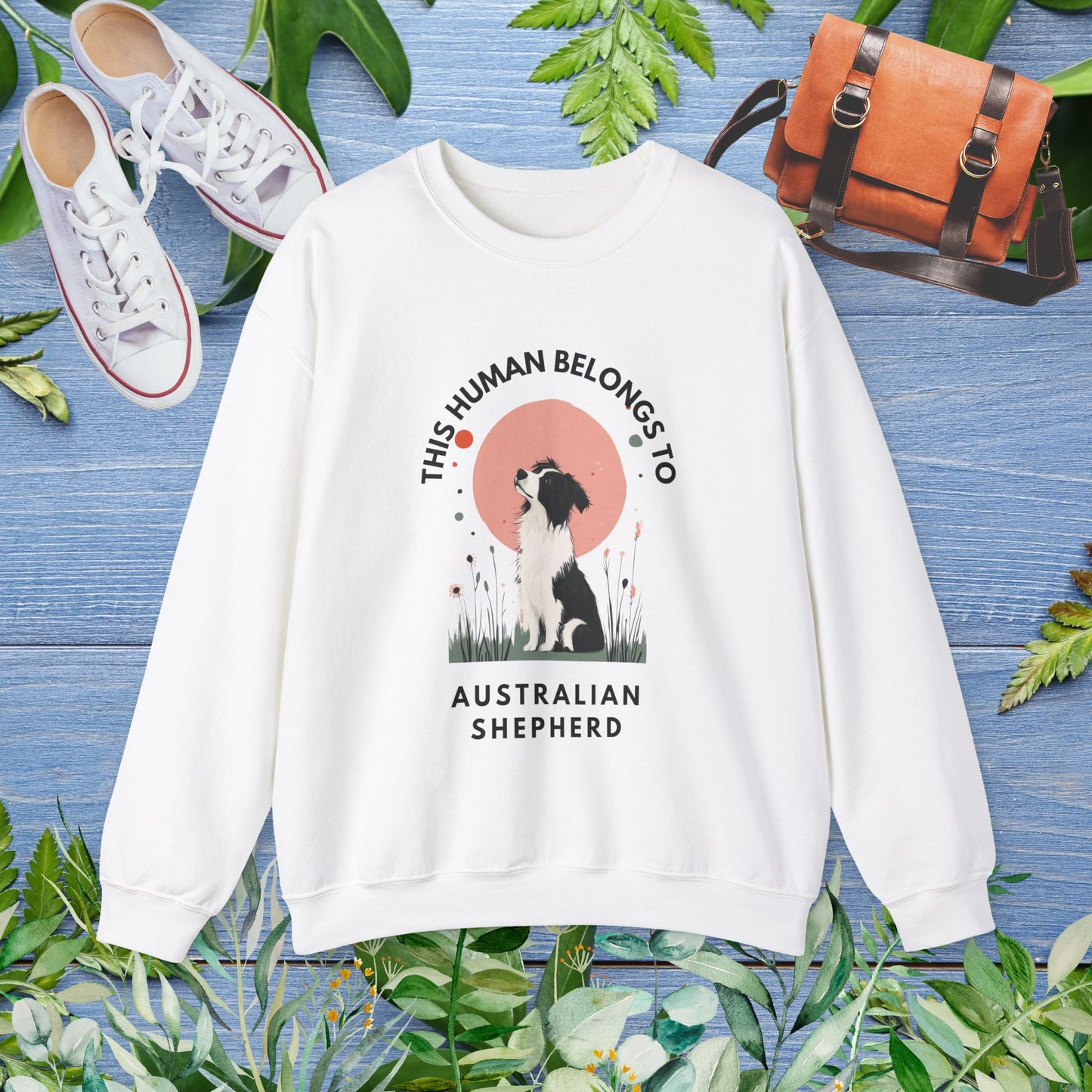 This Human Belongs To Australian Shepherd Unisex Sweatshirt - furevermama