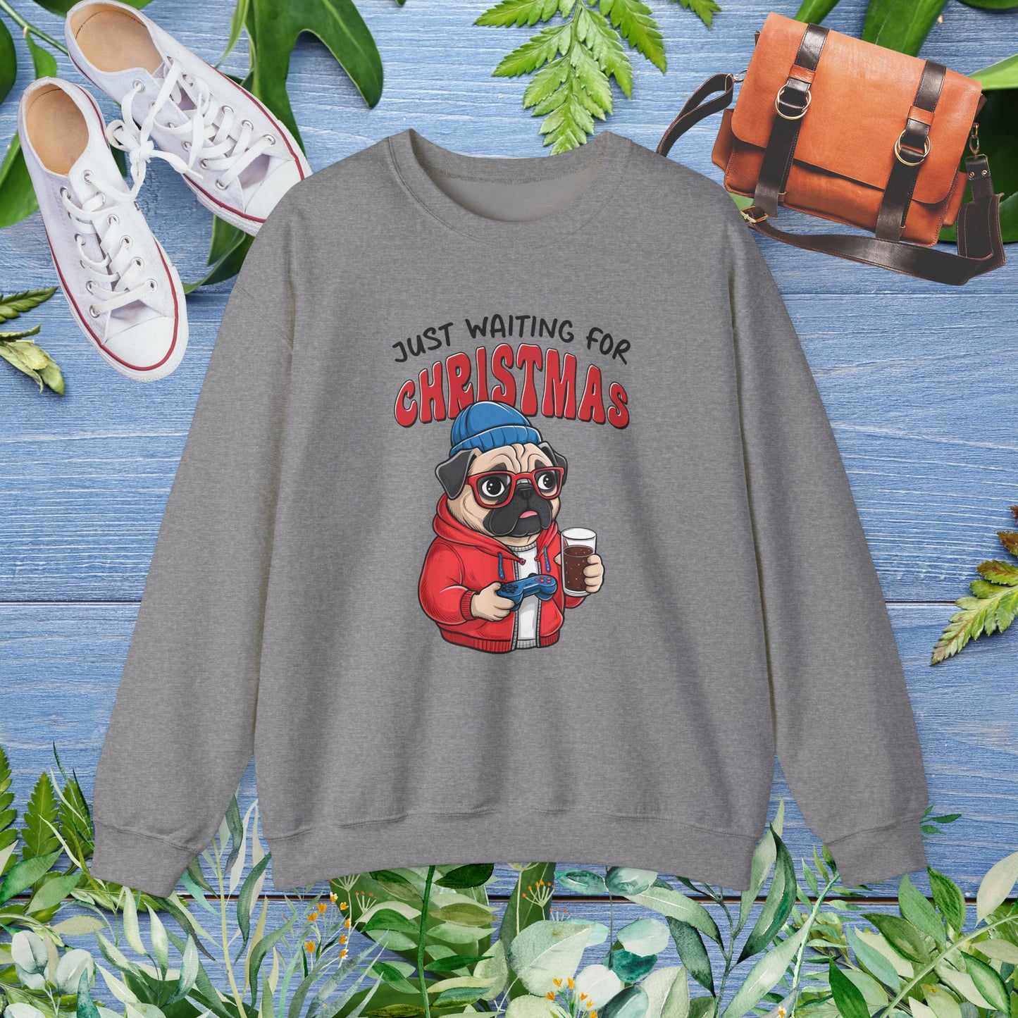 Just Waiting For Christmas, Bulldog Unisex Sweatshirt - furevermama