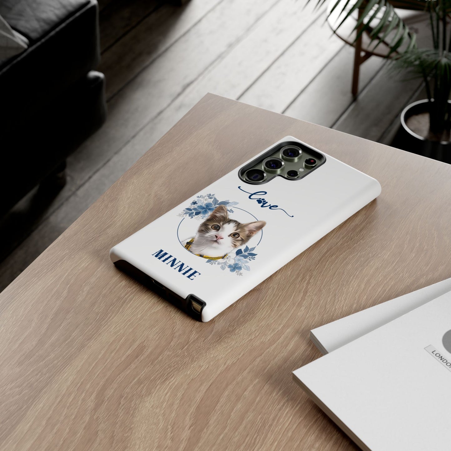 Custom Pet Portrait In Flower Circle Phone Case - furevermama