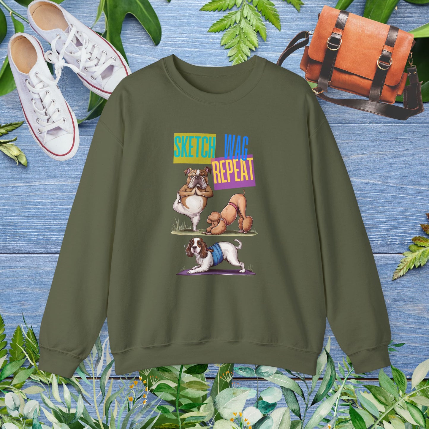 Sketch Wag Repeat Dog Lover Sweatshirt - furevermama