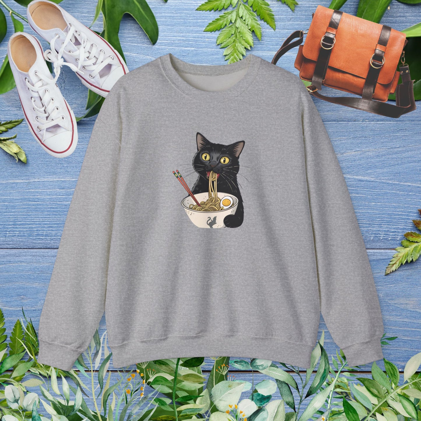My Cat Eating My Ramen Crewneck Sweatshirt - furevermama