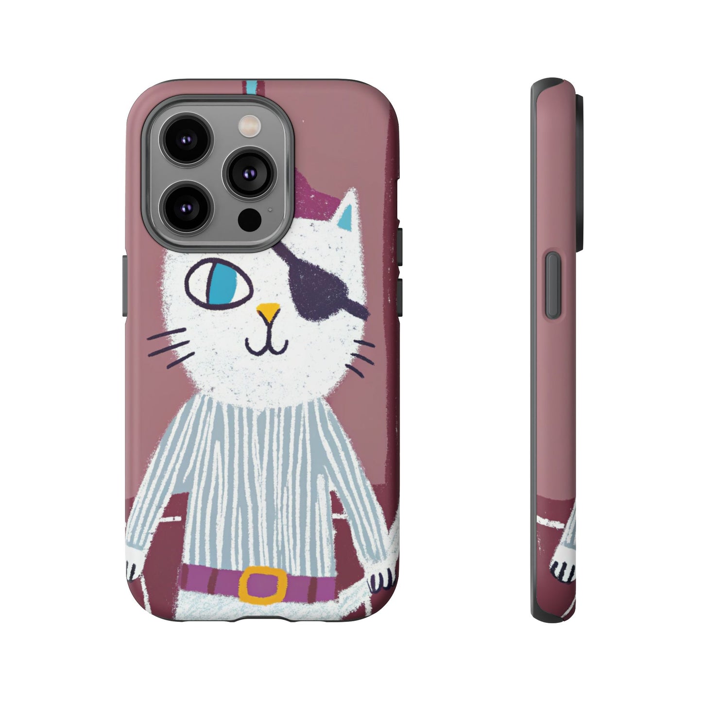 Phone Cases - Hand-Drawn Pirate Cat Design for Cat Lovers