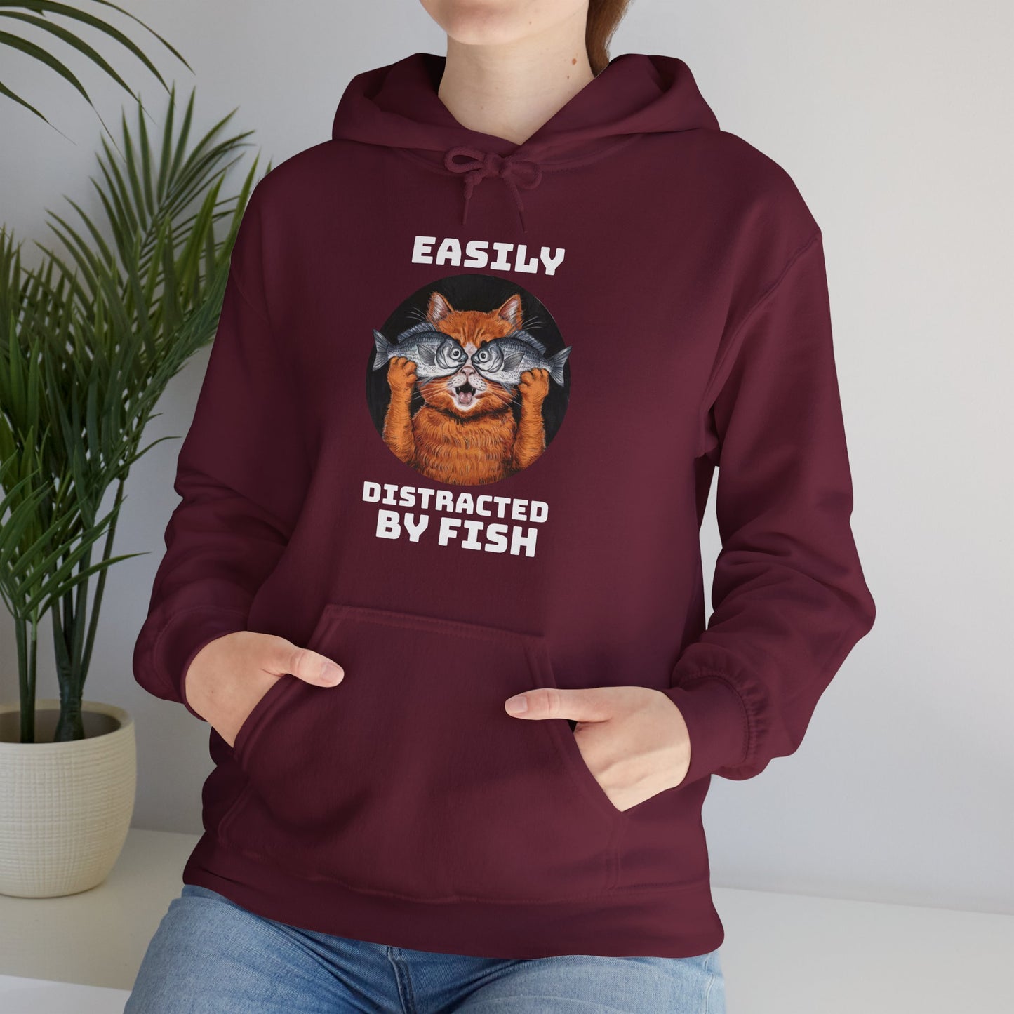 Easily Distracted by Fish, Cat Hoodie - furevermama