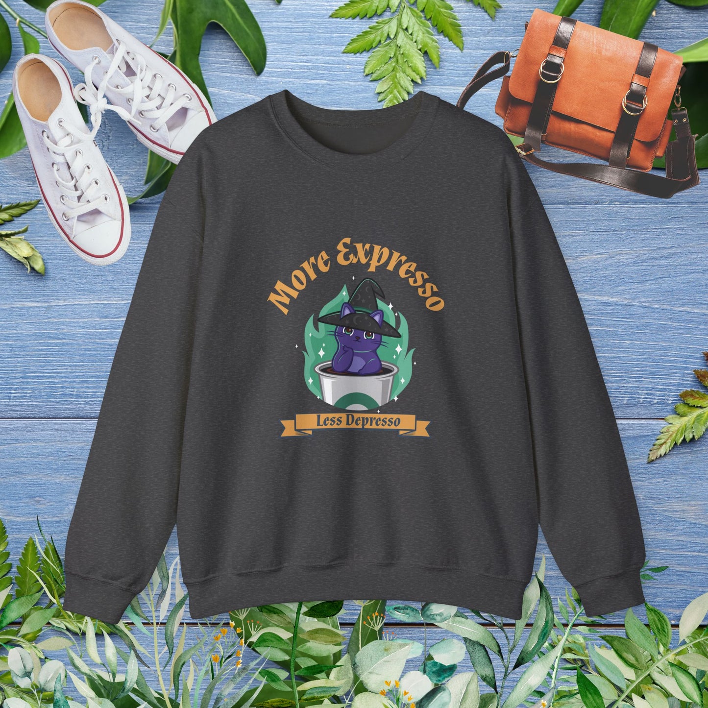 More Expresso Cat Crewneck Sweatshirt - furevermama