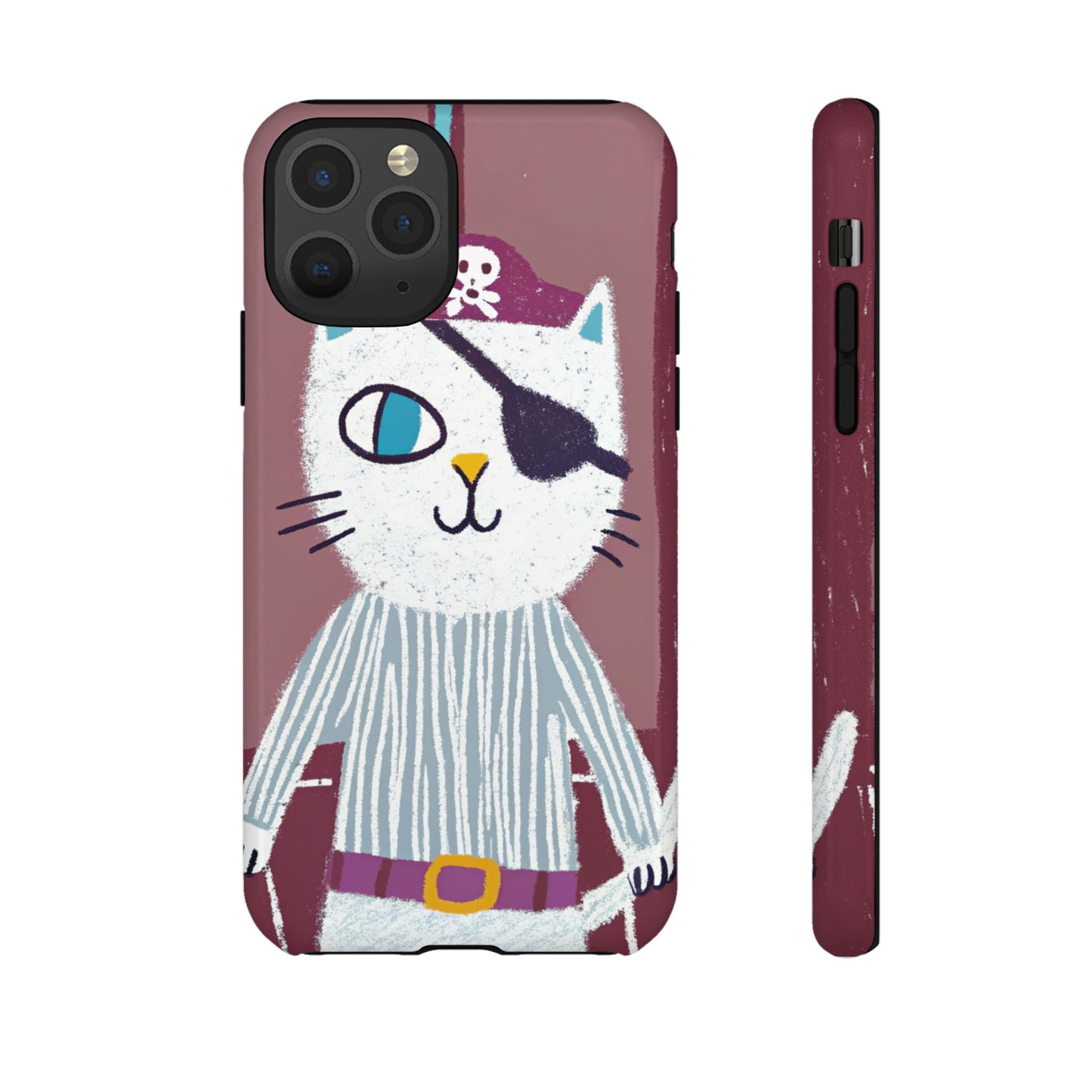 Phone Cases - Hand-Drawn Pirate Cat Design for Cat Lovers