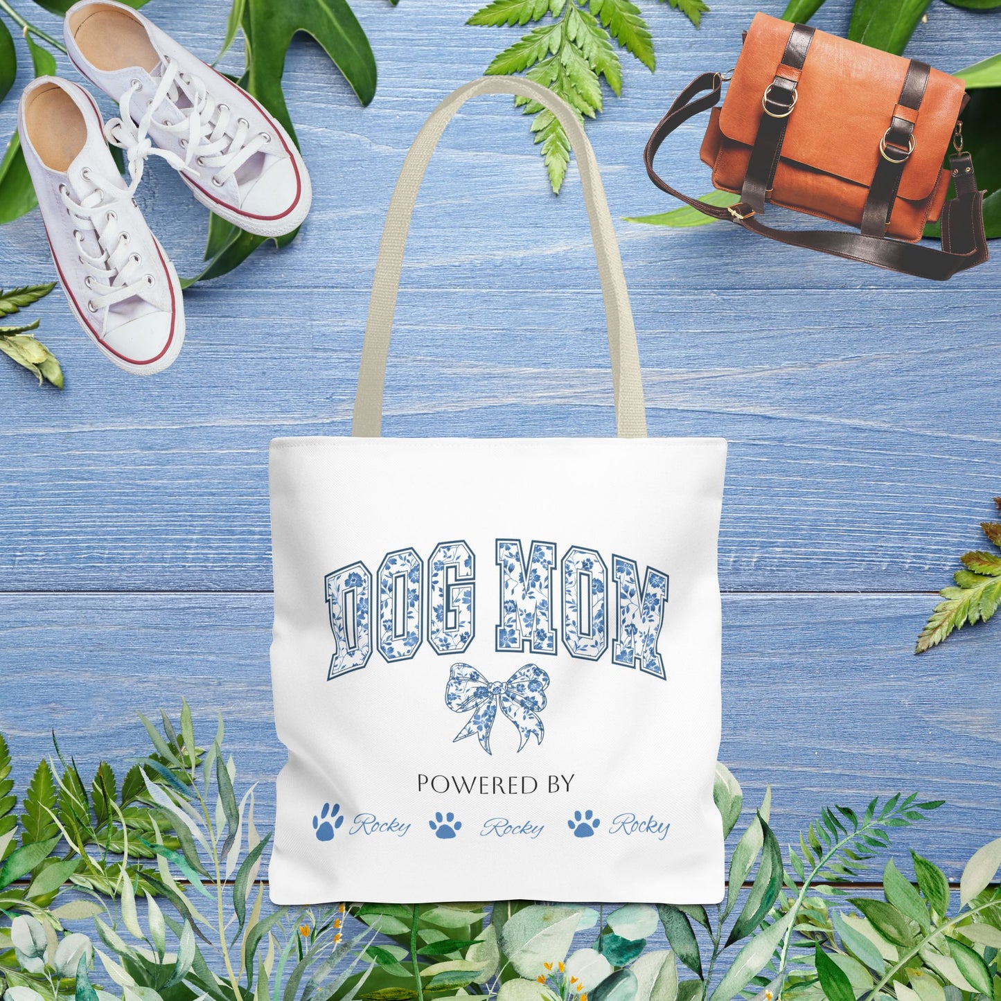Personalised Dog Mom Powered by Dogs Tote Bag (Max 6 Dog Names) - furevermama