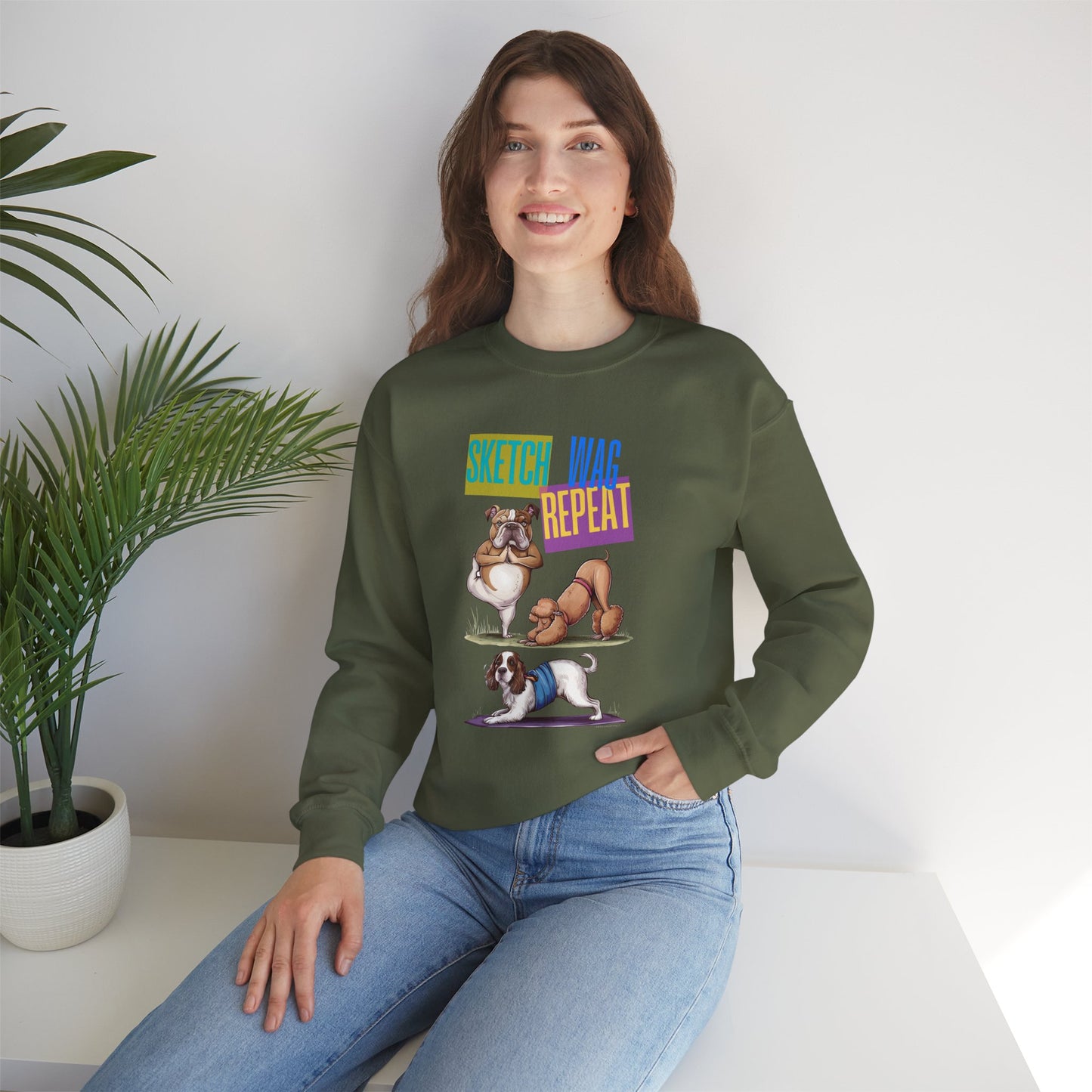 Sketch Wag Repeat Dog Lover Sweatshirt - furevermama