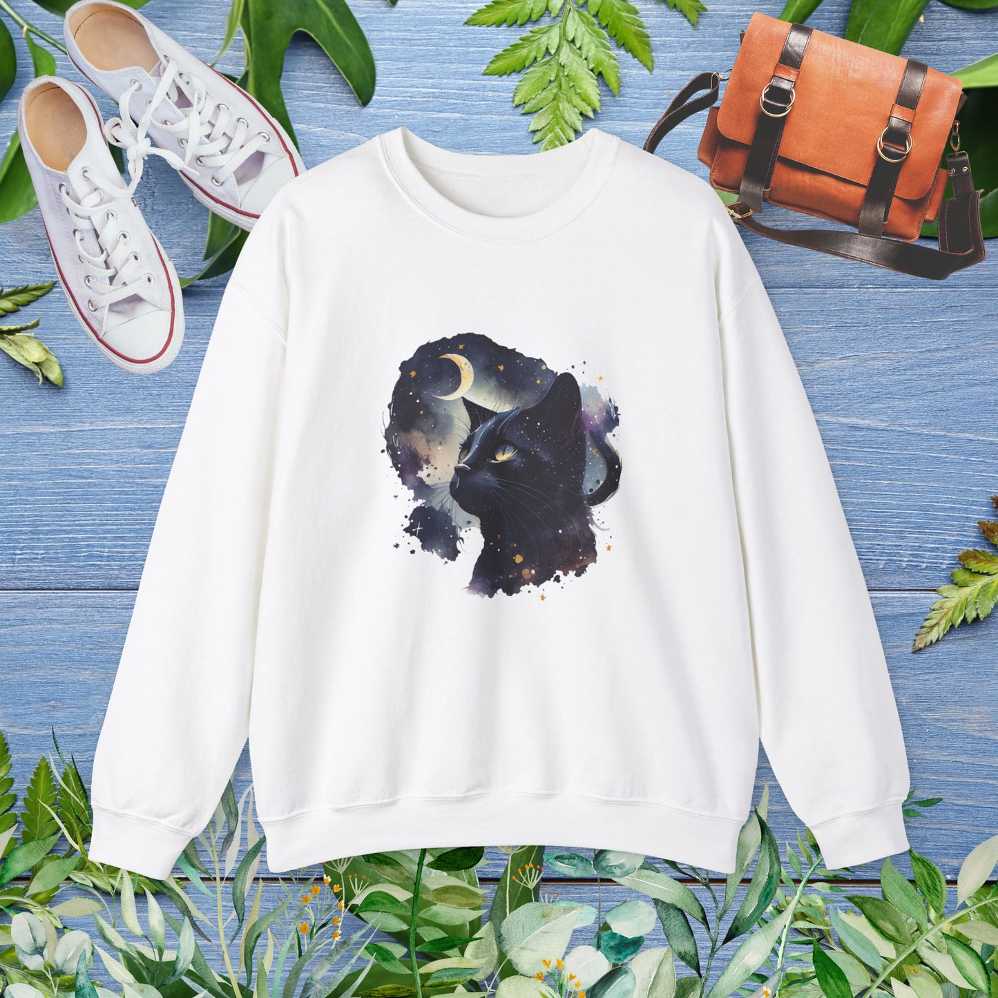 Moon Night Cat Crewneck Sweatshirt - furevermama